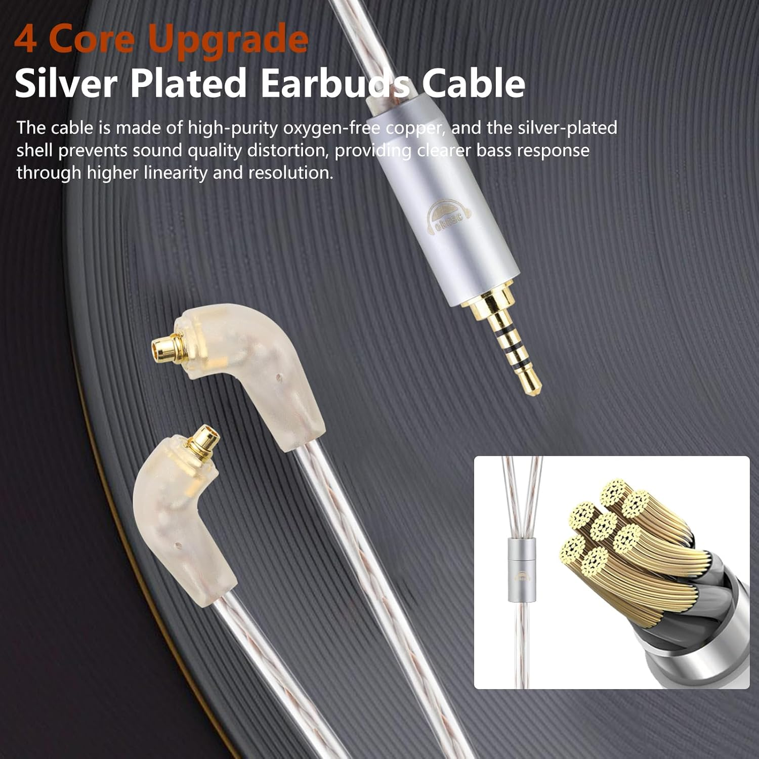 Okcsc ER4SR to 3.5MM Upgraded Replacement Cable for Etymotic Earphones Cable 4 Core for Etymotic ER4SR ER4XR ER3XR ER3SE ER2XR ER2SE LN008099 3.94FT image number 2