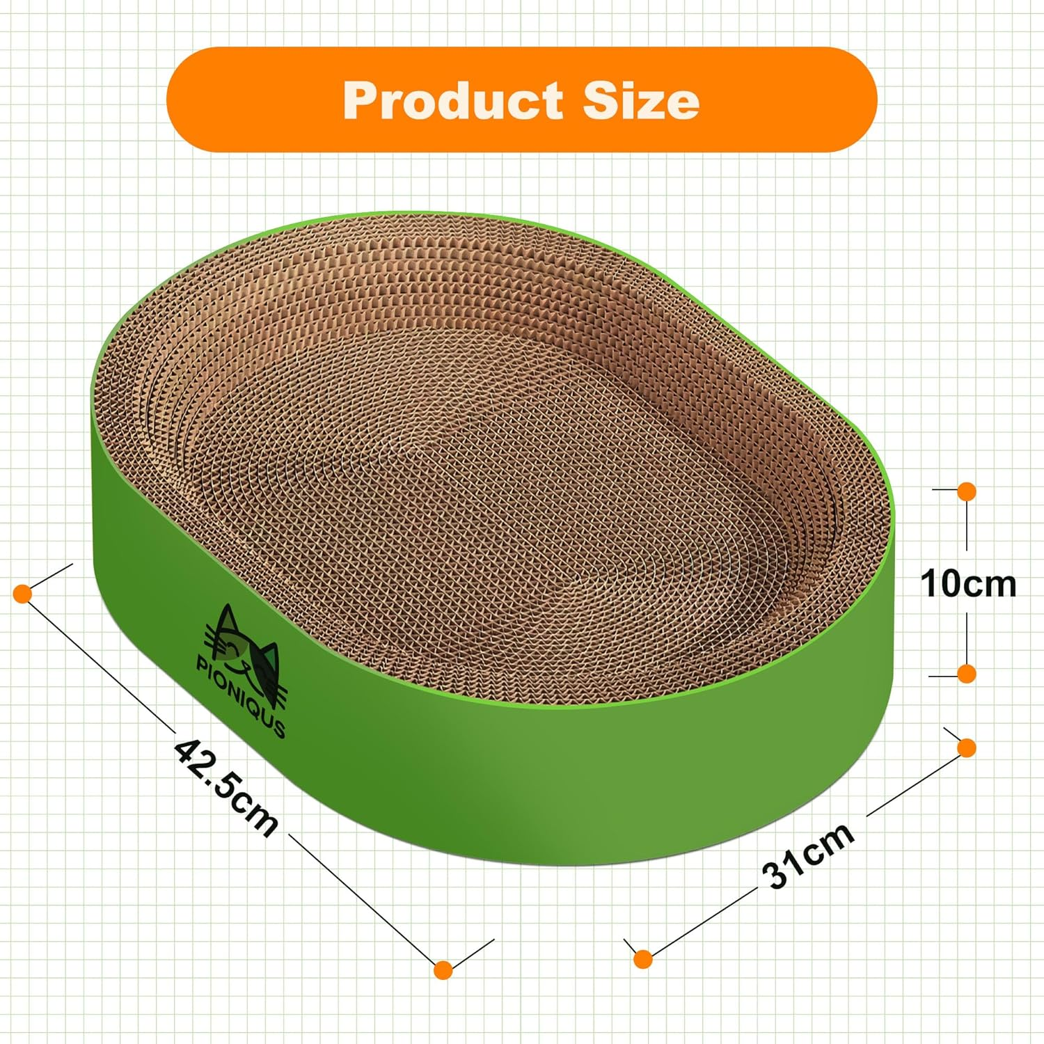 Upgraded Cat Scratcher Cardboard Bed Oval Cat Lounge 42Cm for Indoor Cats, Durable Corrugated Scratch Pad & Nest, Furniture Protector Kitty Scratching Couch image number 2