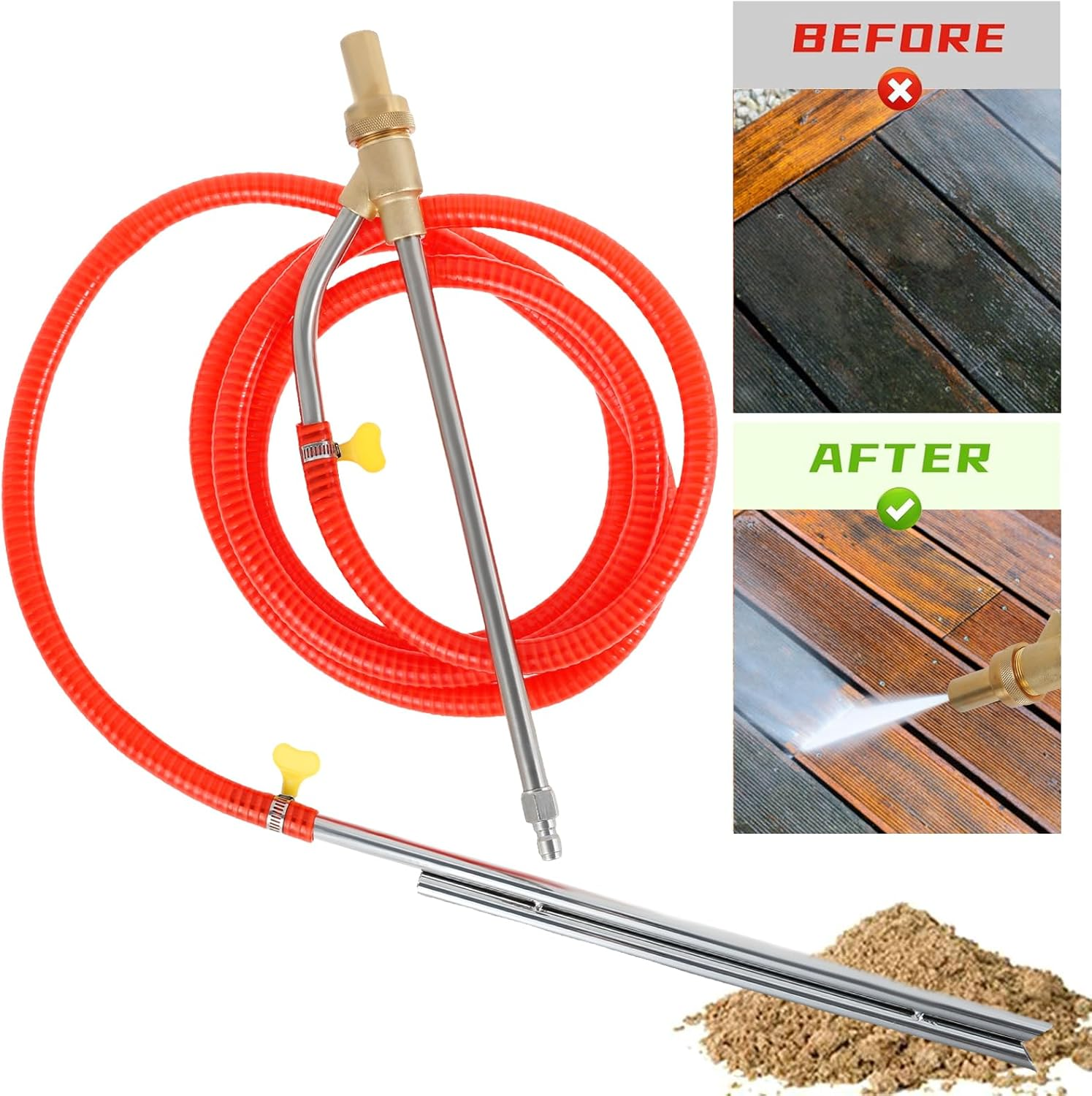 Pressure Washer Sandblasting Kit, Wet Sandblaster Attachment with 5000 PSI High Pressure, 1/4 Inch Quick Connect Sand Blaster Kit, Replacement Nozzles & Protective Glasses for Effective Cleaning image number 1