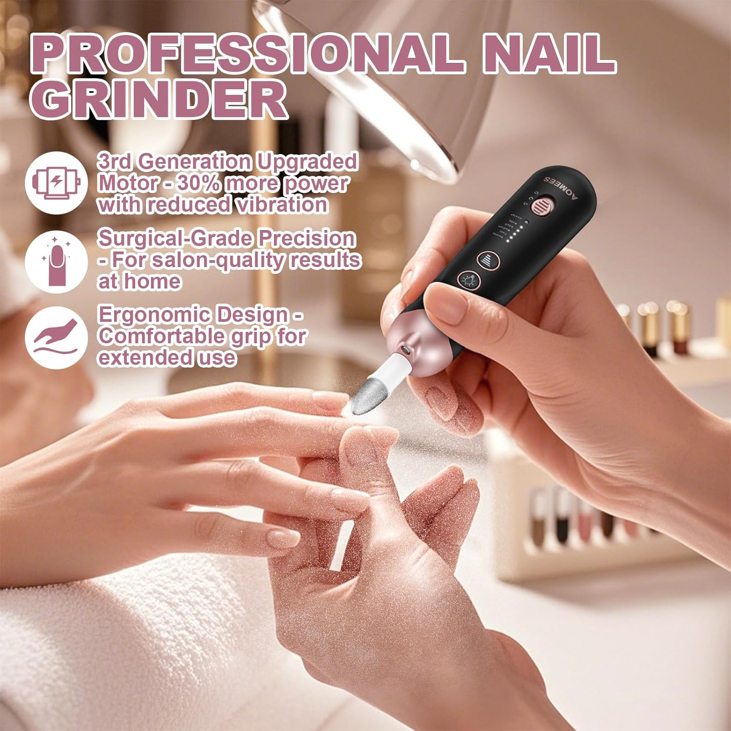 Electric Nail File & Drill Kit: Pedicure Sets for Feet & Hands Care with Electric Nail Drill, 9 Attachments for Pain-Free Trimming, Buffing & Shaping | 5 Speeds, Pedicure Tools & Nail Kit Manicure Set image number 1