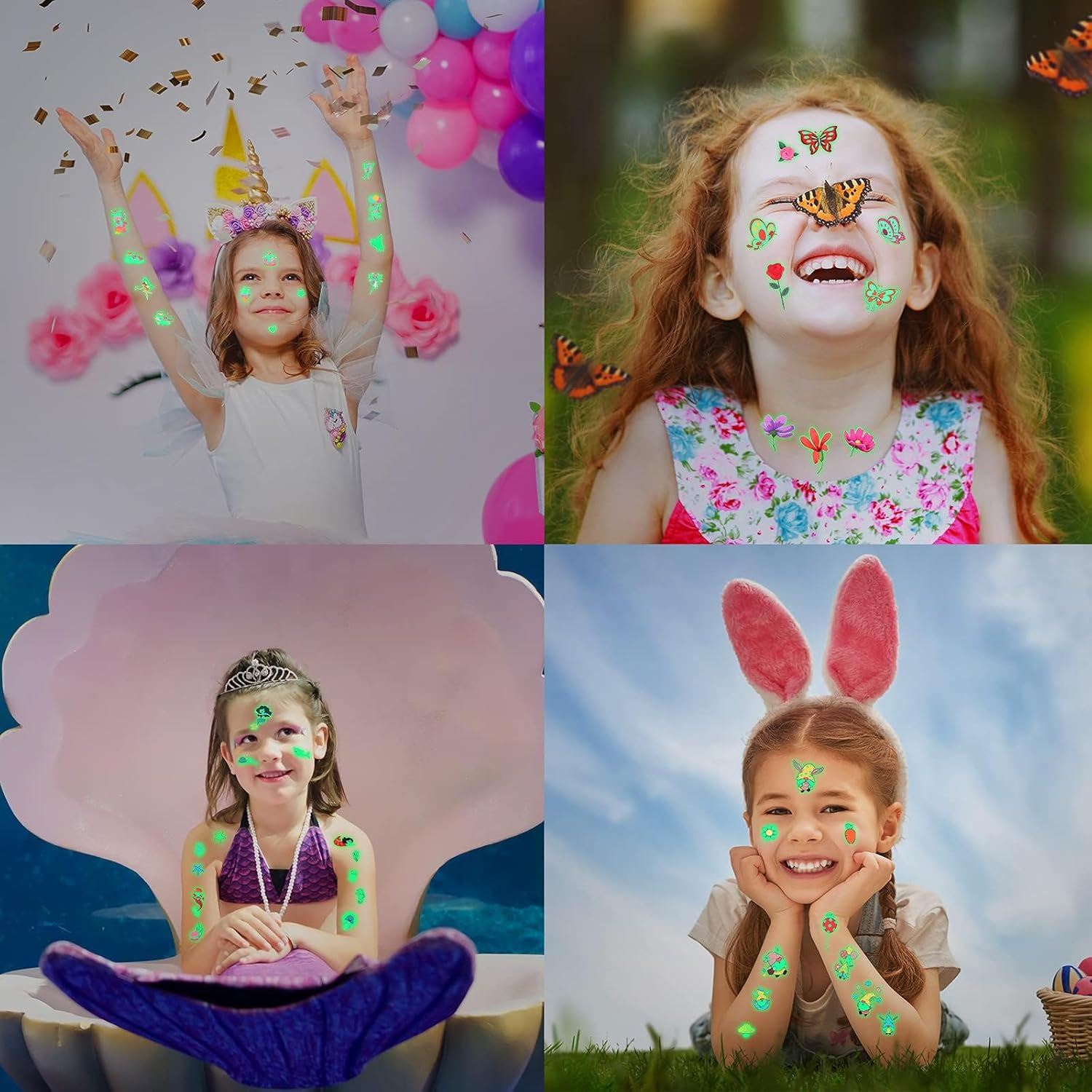 FLAFARY Crystals Face Gems Glitter Jewels, 400 PCS Glow in the Dark Temporary Tattoos for Kids Eyes Body Paint Stickers, Halloween Carnival Festival Party - 400 Pcs image number 3