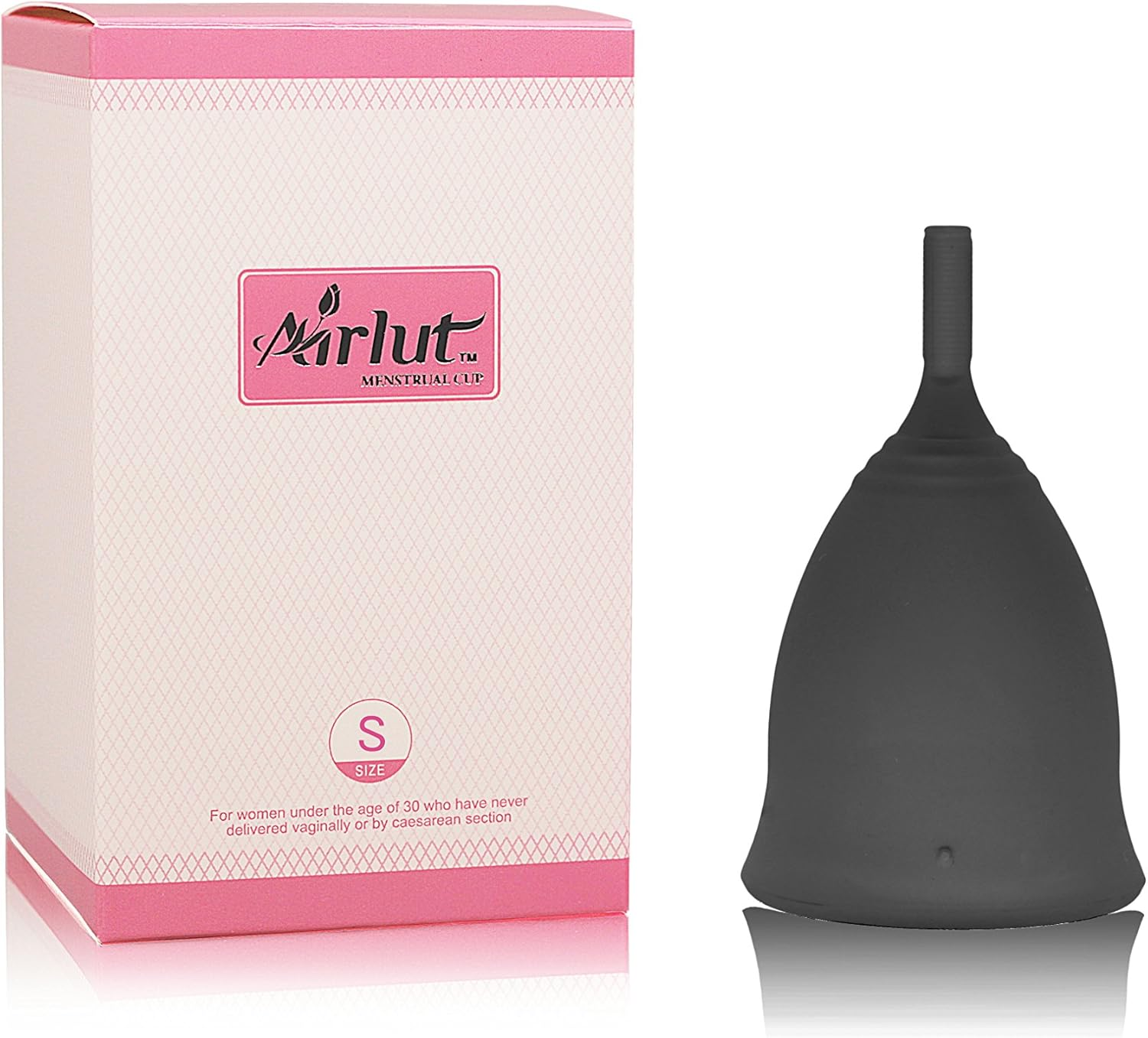 Airlut Menstrual Cup with Storage Carry Bag, FDA Approved, Tampon and Pad Disposable Alternative Feminine Complete Protection for Pre Childbirth Woman (Small, Black)