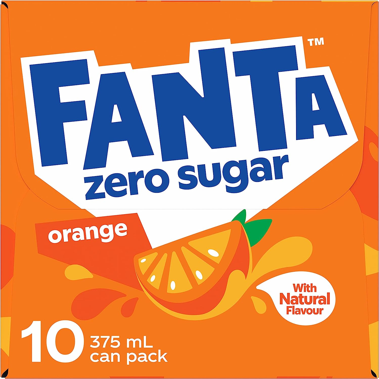 Fanta Orange Zero Sugar Soft Drink Multipack Cans 20 X 375 Ml