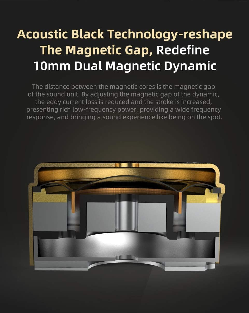 KZ ZSN PRO X Dual Driver Earbuds Headphone, Hifi Stereo Sound Earphone with Balanced Armature and Dynamic Driver Ergonomic Comfortable Headset (Golden with Microphone) image number 2