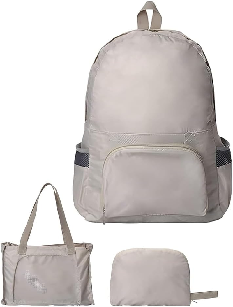 Foldable Travel Backpack, Lightweight Packable Daypack for Hiking, Camping, Outdoor Sports, Water-Resistant Mini Backpack for Men and Women (Khaki) image number 4