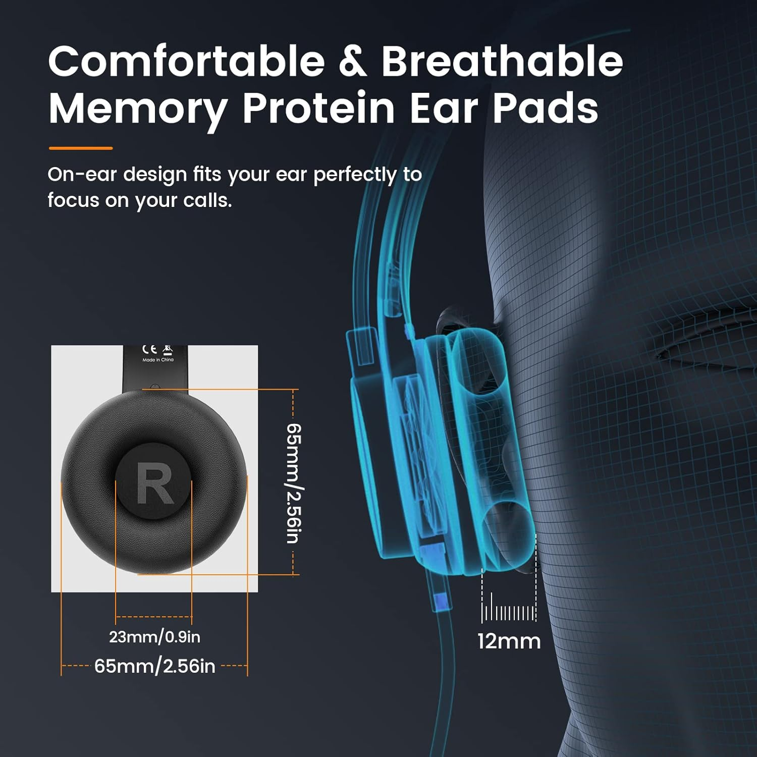 EKSA Wired Headset with Microphone, on Ear Computer Headsets 3.5Mm Jack with Volume & Mic Mute Button, Lightweight Noise Cancelling Headphones for PC Laptop Call Center Work Office Skype image number 5