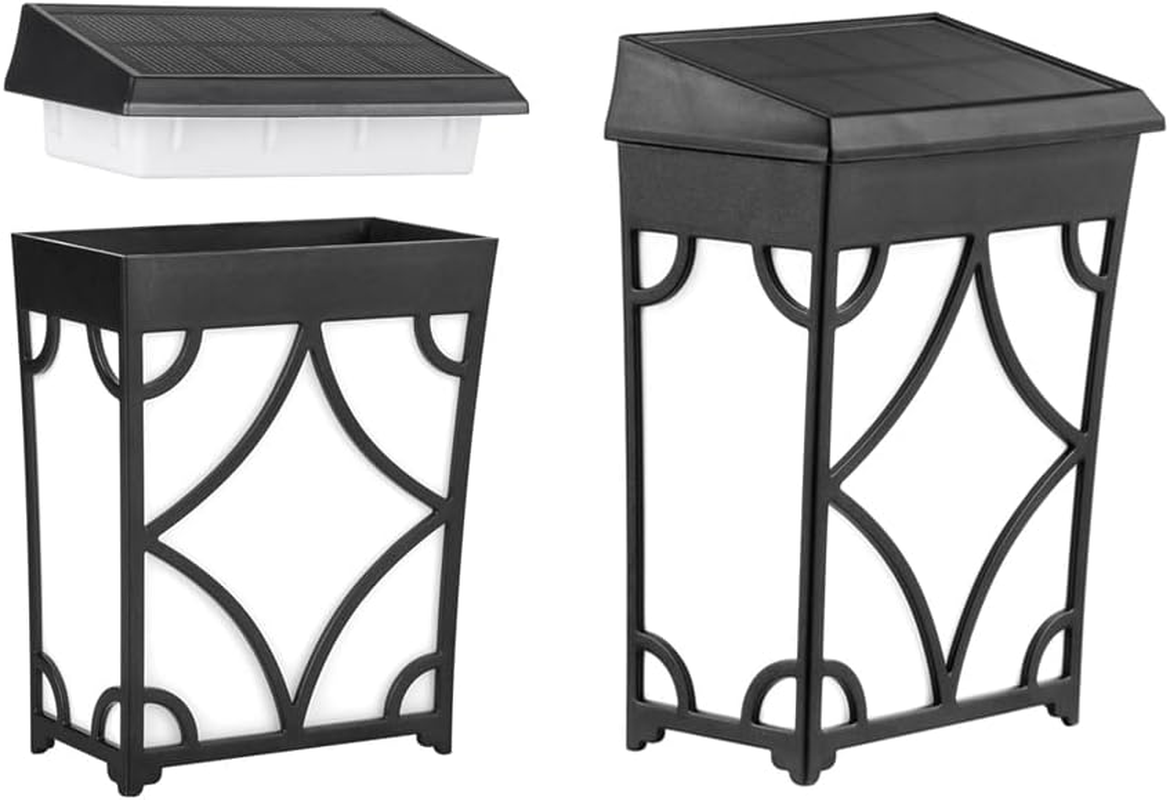 2 Pack Solar Deck Lights Outdoor Wall Light LED Garden Light Wireless Waterproof Fence Lights, Porch, Garage (Multi-Colored + Warm Light) image number 6