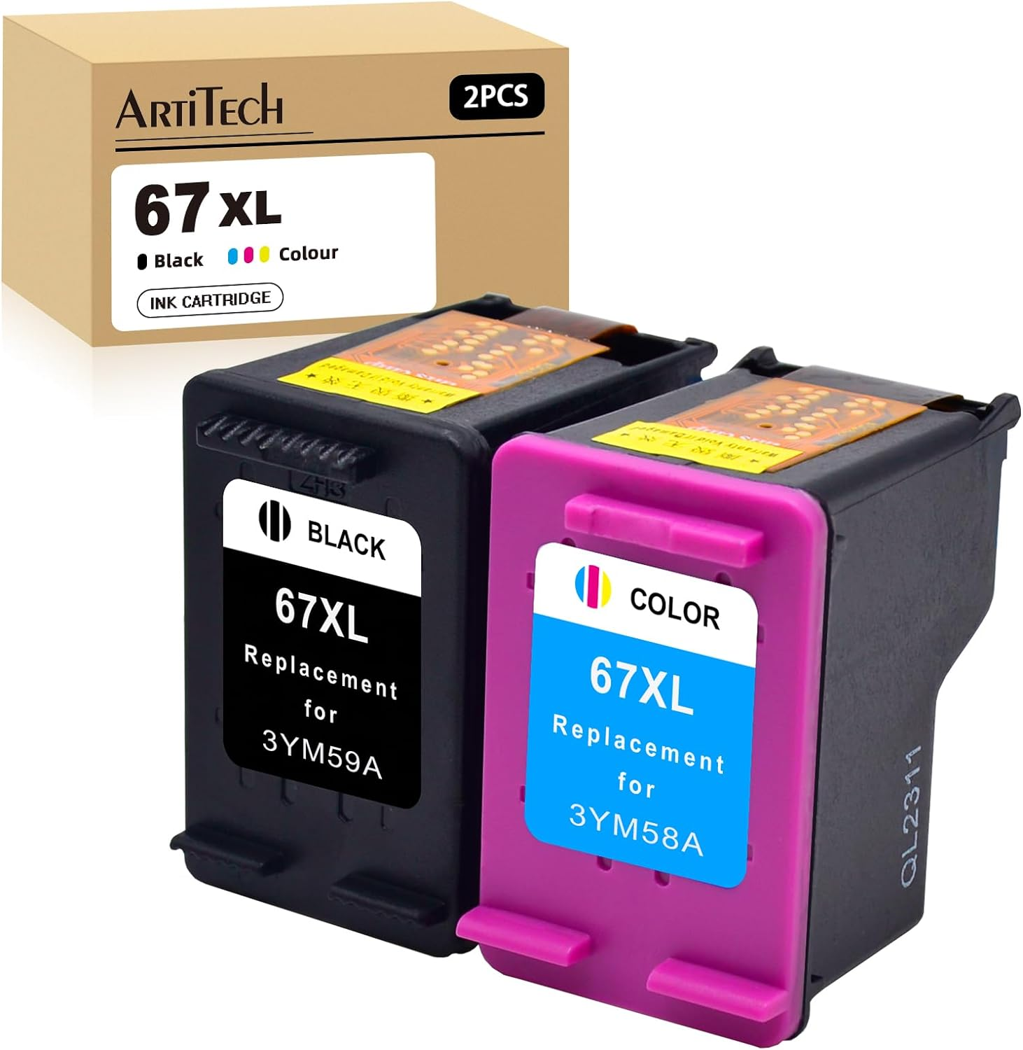67XL Ink Cartridges for HP 67 XL Compatible for HP Deskjet 2700 2720 2721 2722 2723 2330 2331 2332 Envy 2700 2720 2721 2722 6420 6020 Printer （Black & Color） image number 1