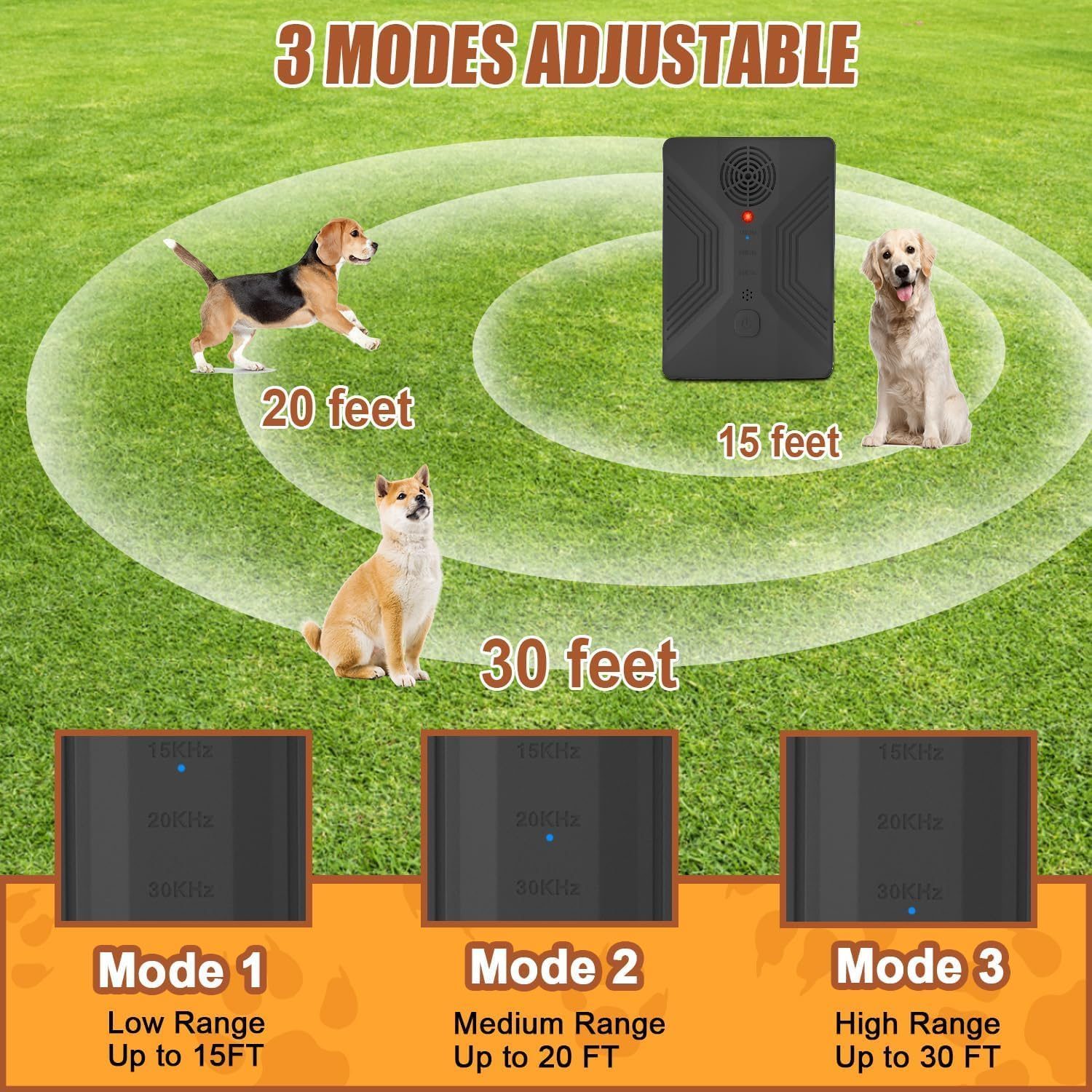 Zupixfer anti Barking Device，Dog Bark Control Device - Rechargeable Anti-Bark Trainer with 3 Modes for Small/Large Dogs | Indoor & Outdoor Use (Black)