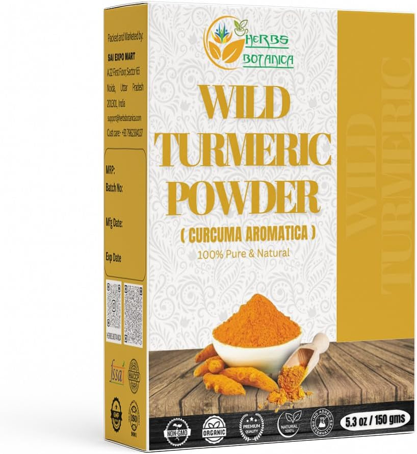 Herbs Botanica Wild Turmeric Powder Exfoliator| Amba Haldi Powder | Kasturi Manjal | Kasturi Turmeric150 Gms image number 2