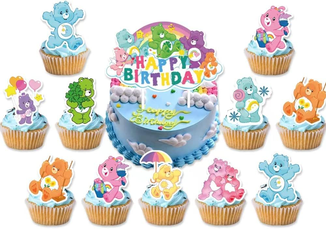25Pcs Care Cute Bear Birthday Party Cupcake Toppers for Kids Gift, Party Favors and Supplies image number 2