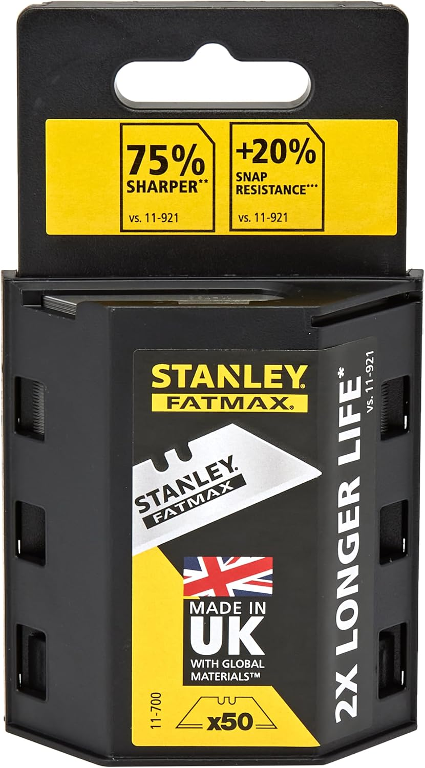 Stanley Fatmax Trapezoidal Blades (0.65 Mm Blade Thickness, S3 Technology, Shatterproof up to 35 Kg, Pack of 50 in Large Dispenser) 0-11-700, Silver image number 2