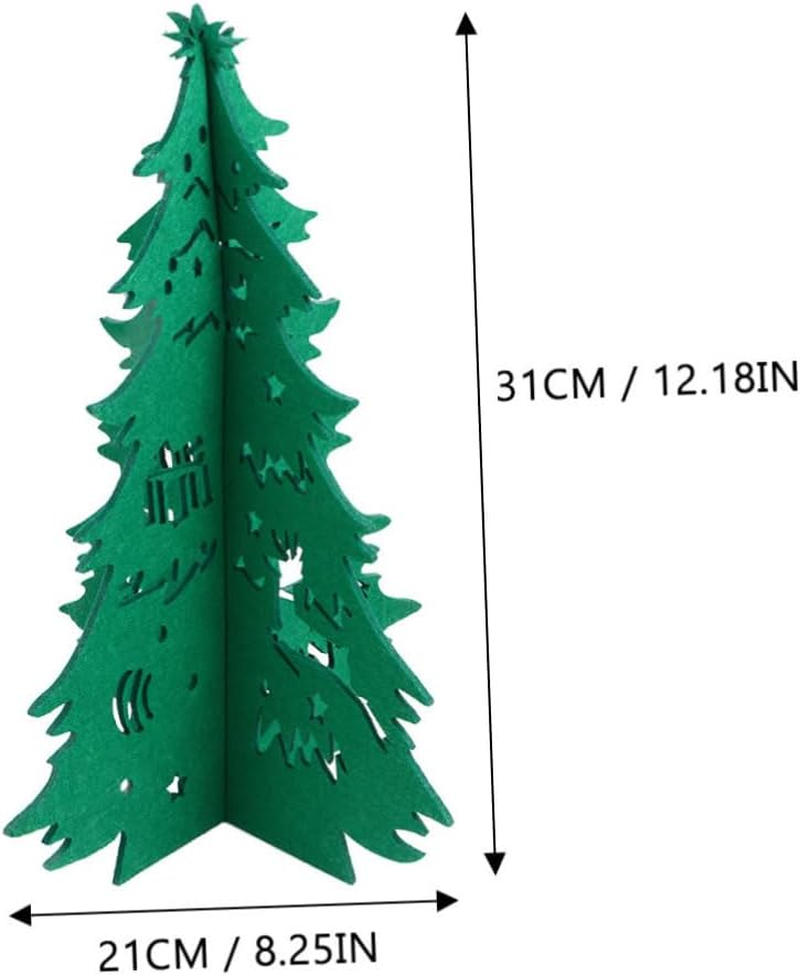 2Pcs Fake Christmas Tree Ornament Creative Party Xmas Adornment Decorative Tree Shape Christmas Decor Simulated Ornament for Indoor Window Table Party Decorations image number 3