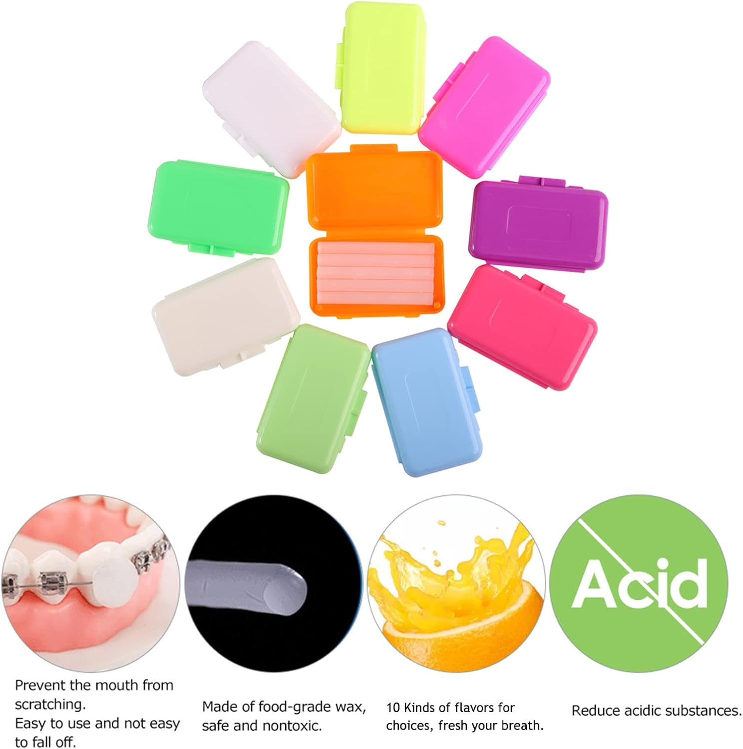 LOUJIN Teeth Wax Pain Relief for Orthodontic Braces Wearers 1 Box of 5 Strips Dental Wax for Oral Care image number 1