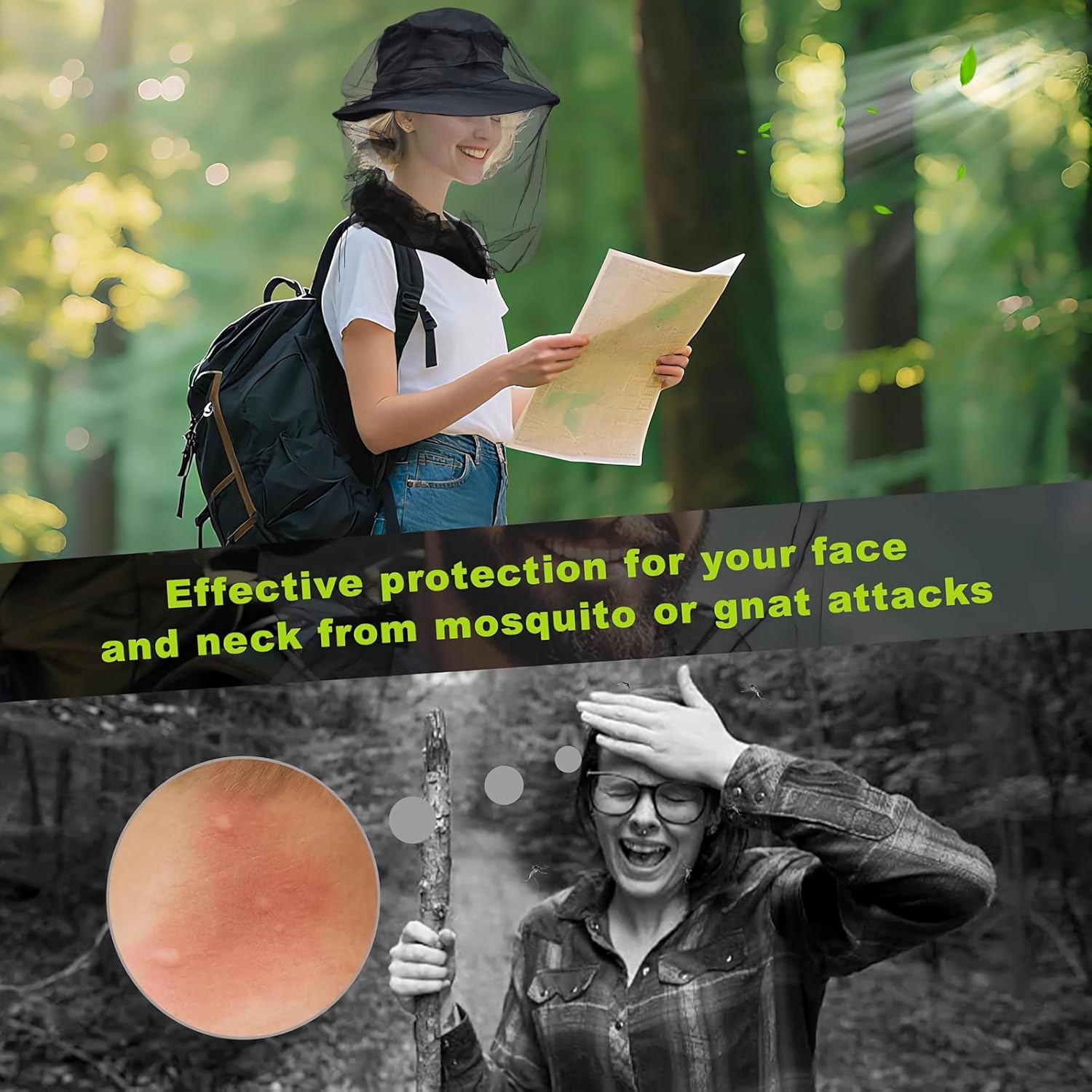 2 Packs of High-Quality Top Wrap Fine Mesh Insect Masks, with Ultra-Clear Views, Adjustable Drawstrings, Suitable for Hiking, Fishing, Gardening, Wildlife Parks, and All Hats for Men and Women