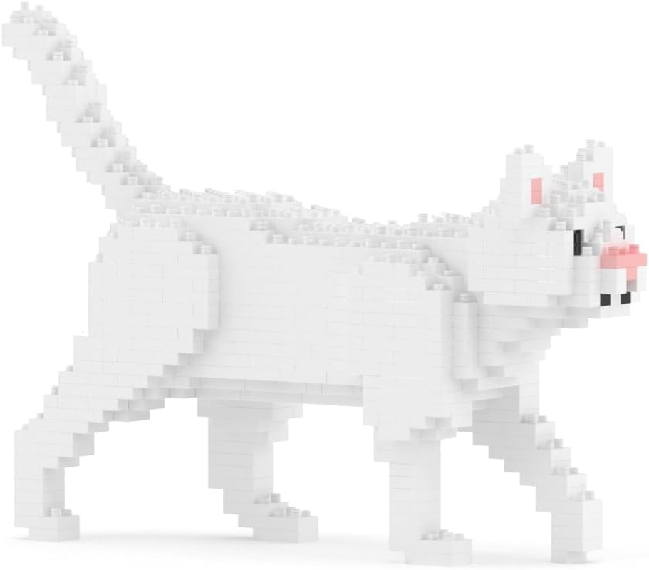 JEKCA White Cat Mini 01S | Plastic Building Blocks | Age 14+ - Black And White Cat image number 5
