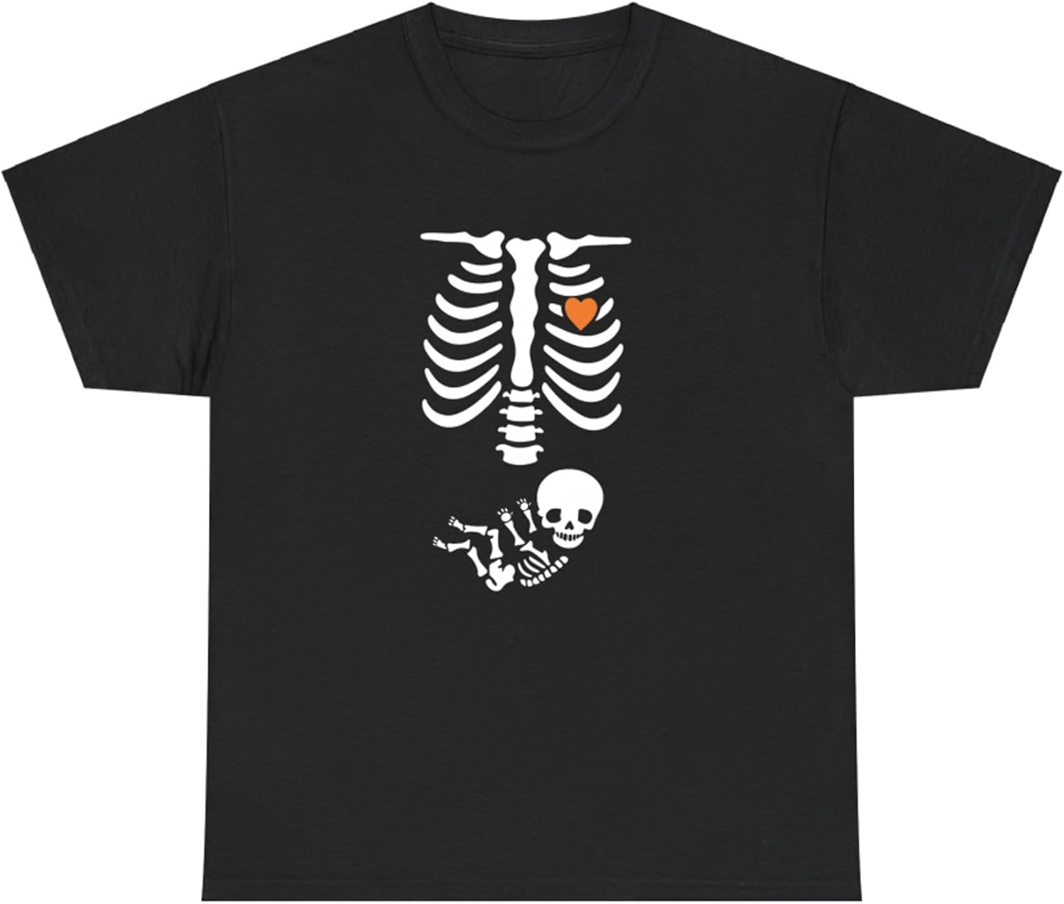 Skeleton Maternity Halloween Pregnancy Reveal Costume T-Shirt for Adults Crew Neck Short Sleeve Tee Shirt