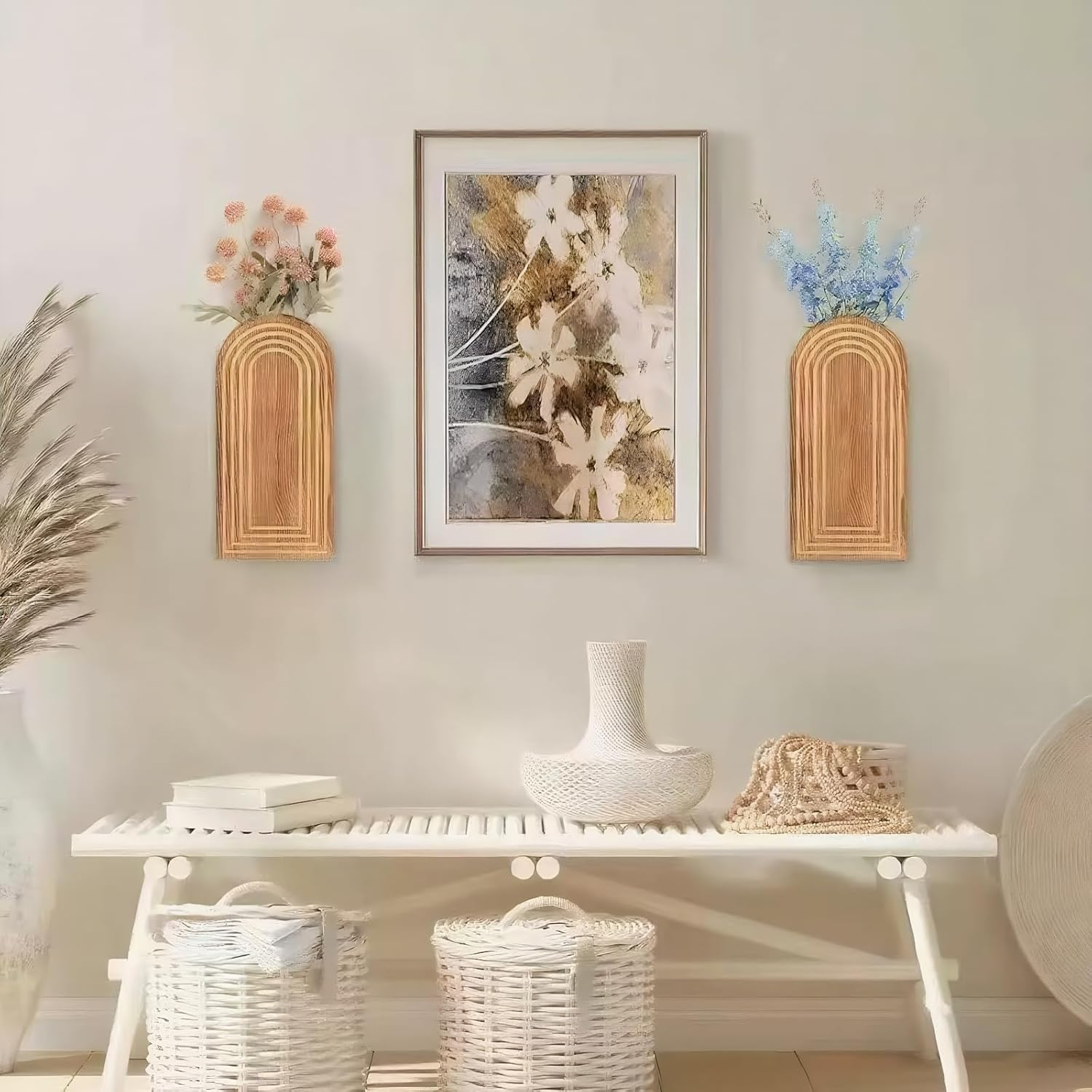 YOJAWE 2PCS Boho Vase &ndash; Elegant Wall Decor for Bathroom, Living Room image number 3