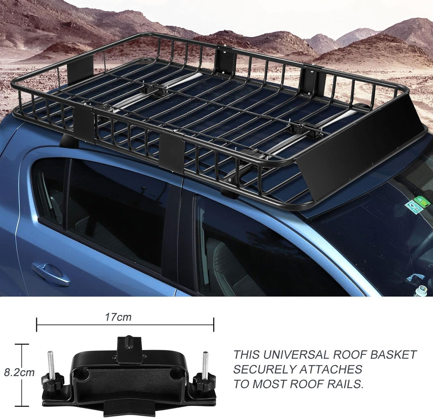 SHOGUN 2 in 1 Universal Roof Rack Cargo with Extension Car Top Luggage Holder Carrier Basket for SUV, Truck & Car Heavy Duty Steel Construction 120KG Capacity image number 5