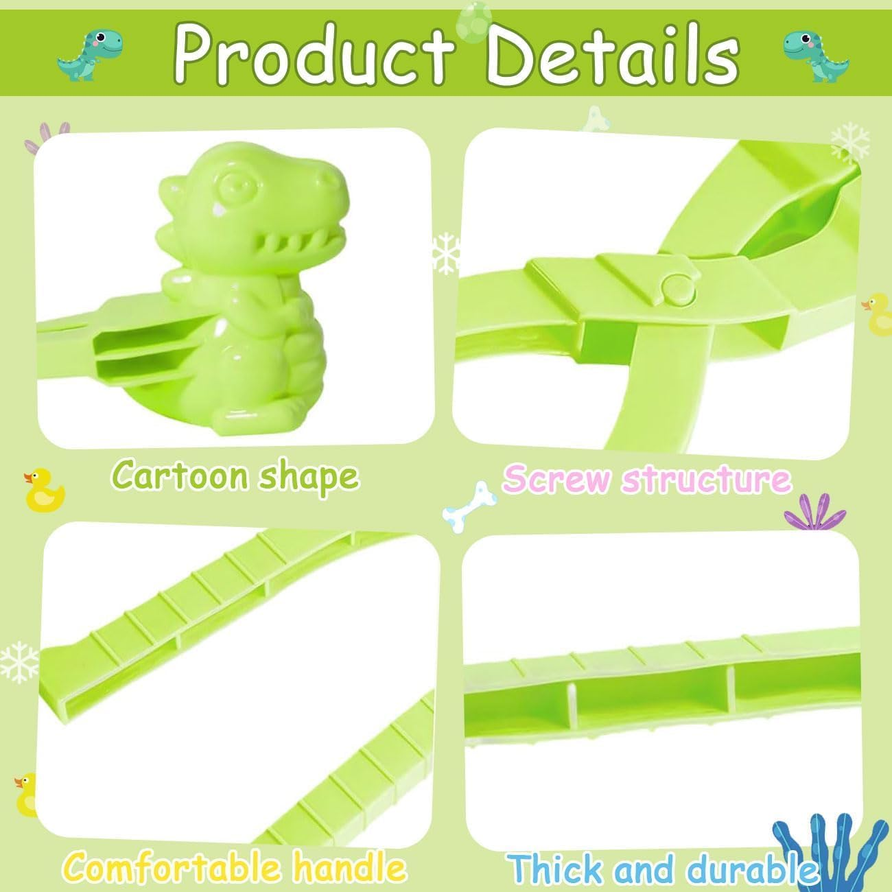 Duck Shaped Sushi Maker, 4Pcs Bear Duck Snowball Clip, Snow Clay Ball Maker, DIY Sushi Molds Animal Shapes for Rice/Mashed Potatoes/Snow image number 2