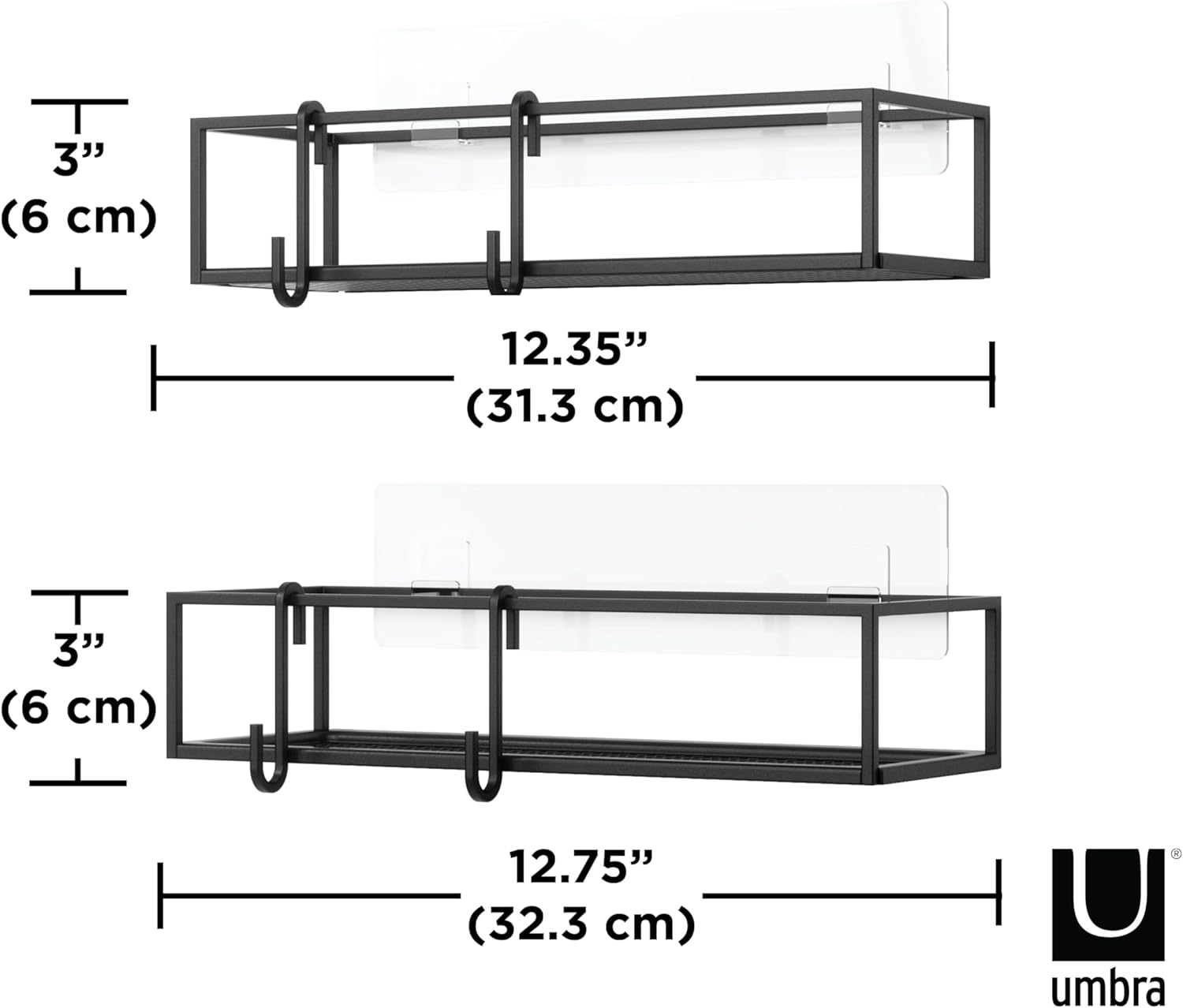 Umbra Cubiko Shower Bin Set of 2, Black image number 3