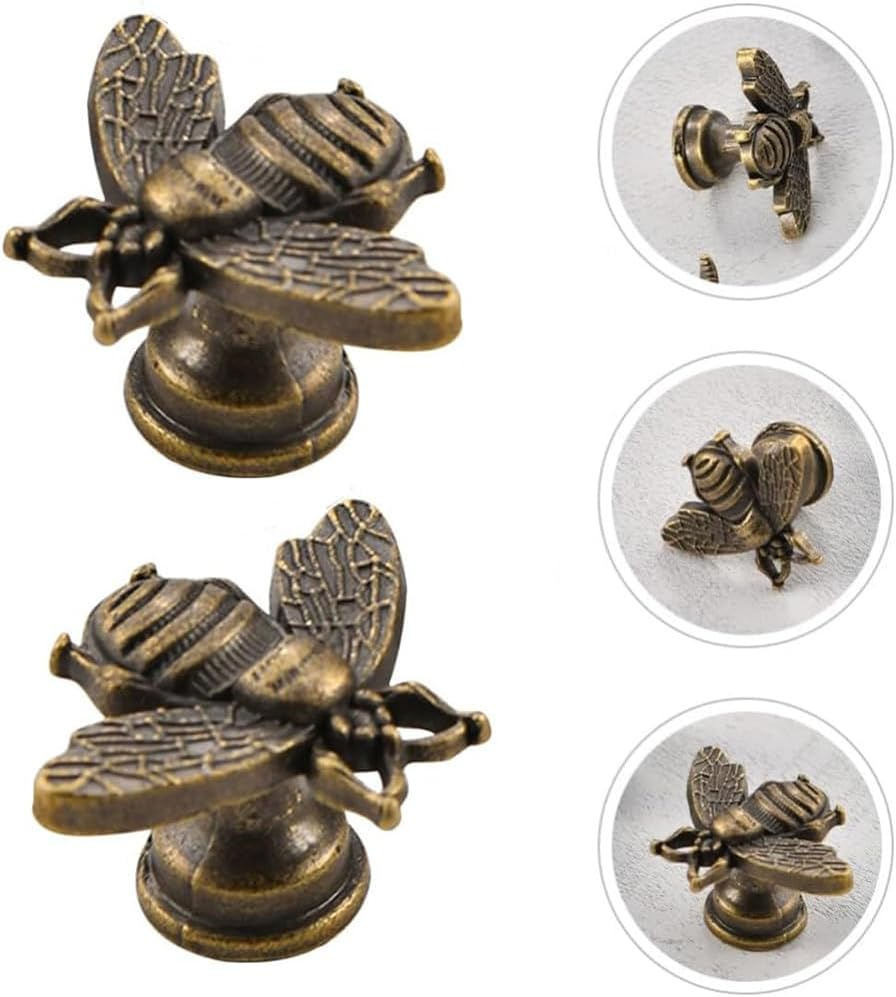 LXLM Cabinets and Drawers Knobs 10 Pcs Vintage Gold Drawer Knobs Metal Bee Shape Knobs Kitchen Cabinet Knobs Antique Brass Cabinet Knobs Handle Cabinet Knobs, as Shown 1 image number 4
