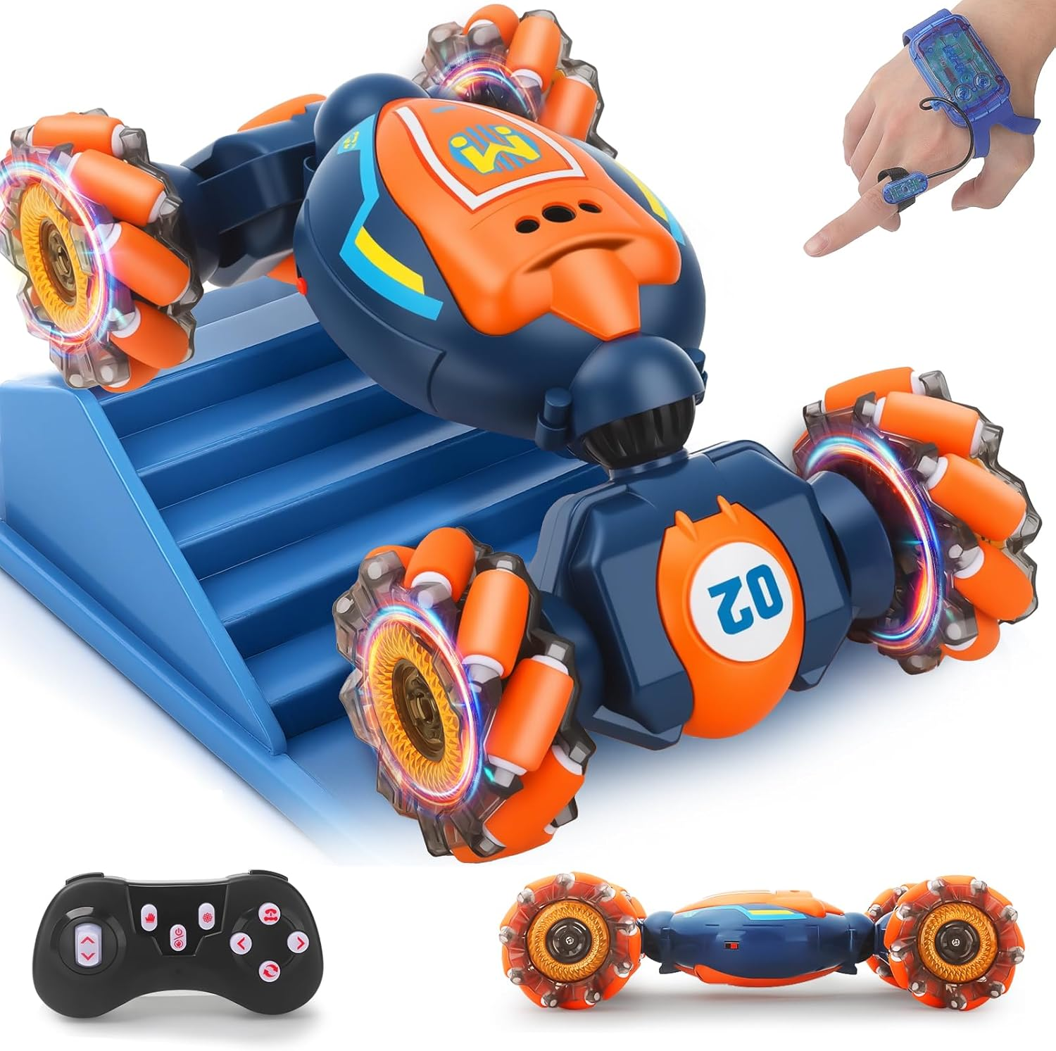 Gesture Sensing RC Stunt Car - 4WD Remote Control Toy Car for Boys, Cool Hand Controlled Twist Car with Lights & Music, Boys Toys Age 6-12, Best Birthday Gifts for 7 9 10 12 Year Old, Toys for Kids image number 5