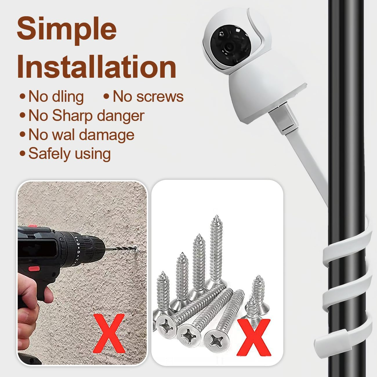 Universal Baby Monitor Stand,Baby Monitor Mount with 1/4 Screw,No Drilling Required, Twist Compatible with Arlo, Motorola, Hello Baby and Most Monitor Cameras image number 1