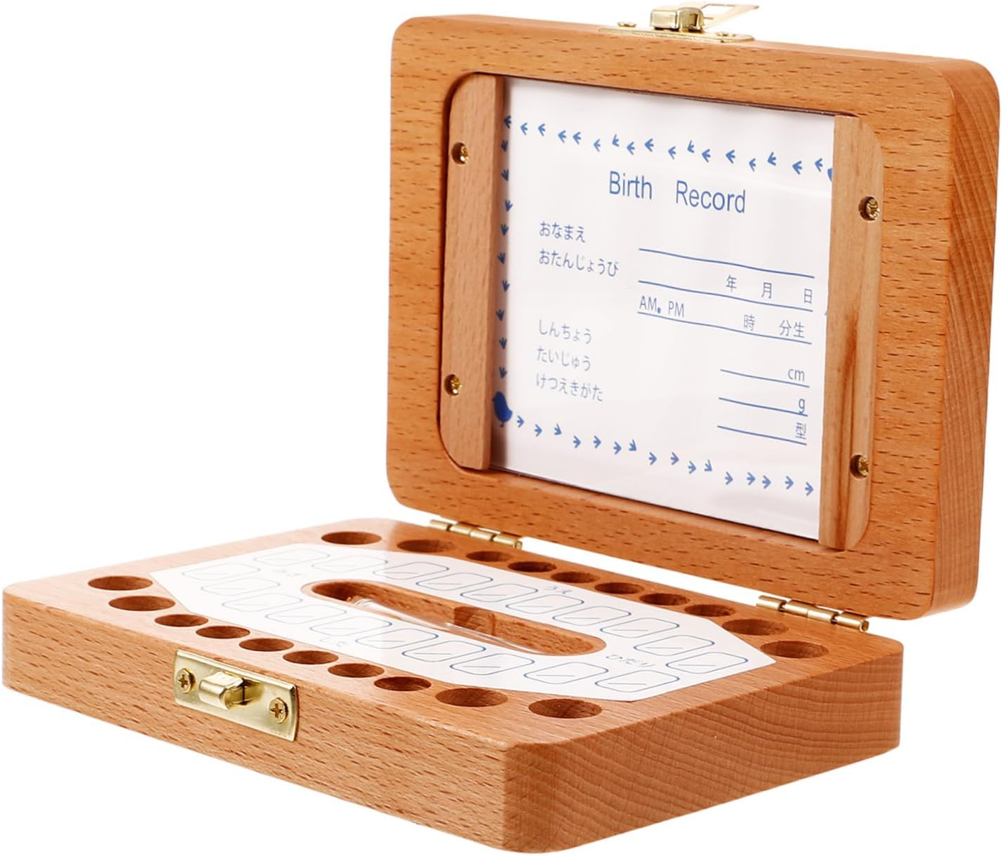 Kisangel Tooth Storage Box Wooden Keepsake Case for Boys and Durable Tooth and Hair Present for Newborns Compact Design For image number 3