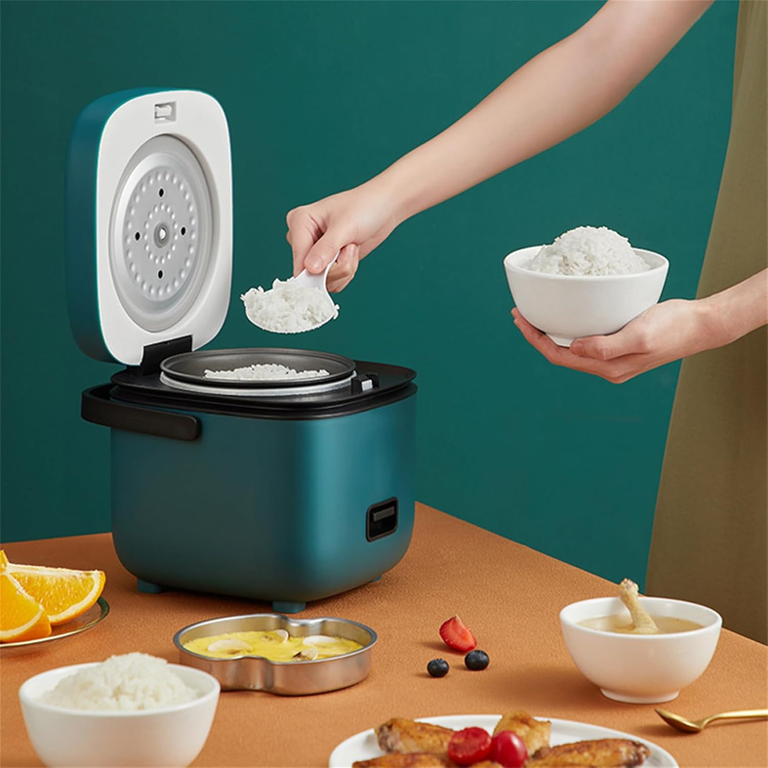 EHOME 1.2L Portable Electric Rice Cooker Mini Small 3 Cups for 1-2 Person Kitchen Home (Blue) image number 5