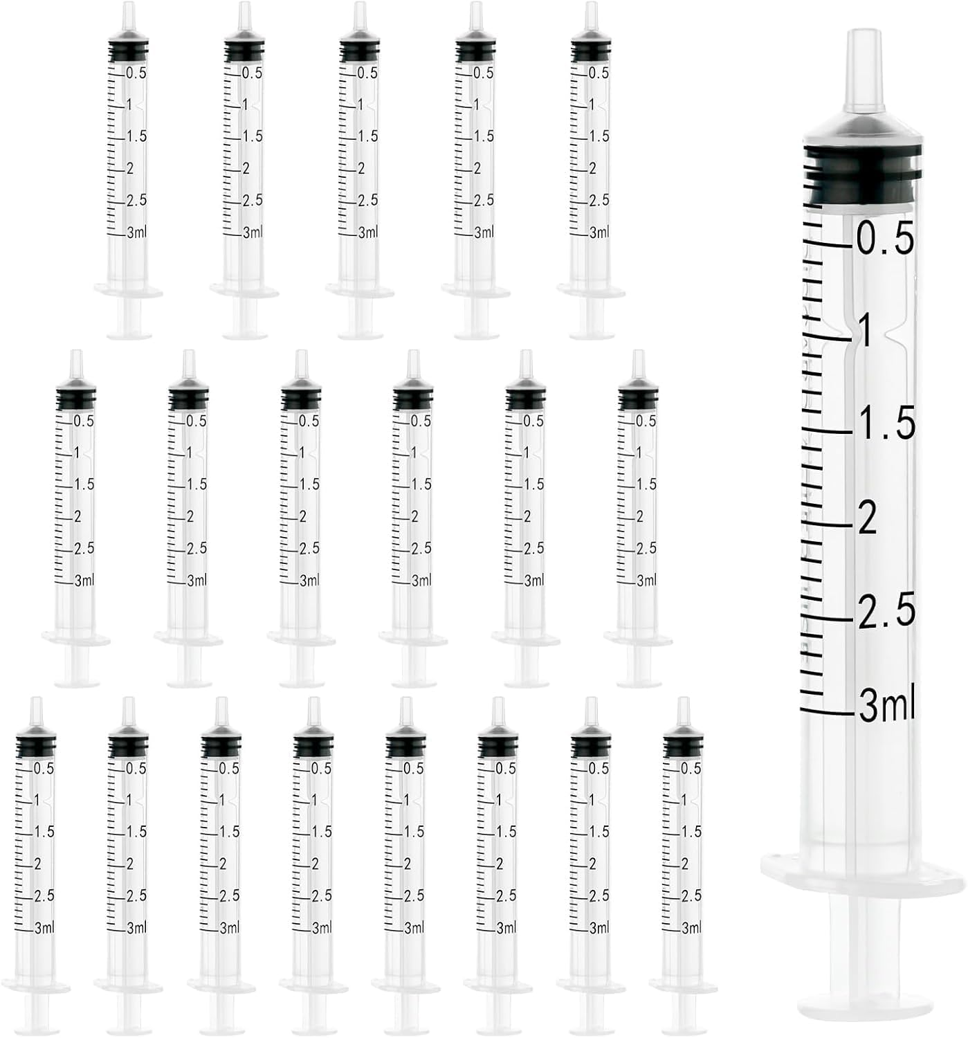 20 Pack 5Ml Syringe without Needle for Liquid Measurement Tools Individually Sealed Package for Scientific Labs,Feeding Small Animals,Watering,Dispensing,Applicator (5Ml, 20Pcs)