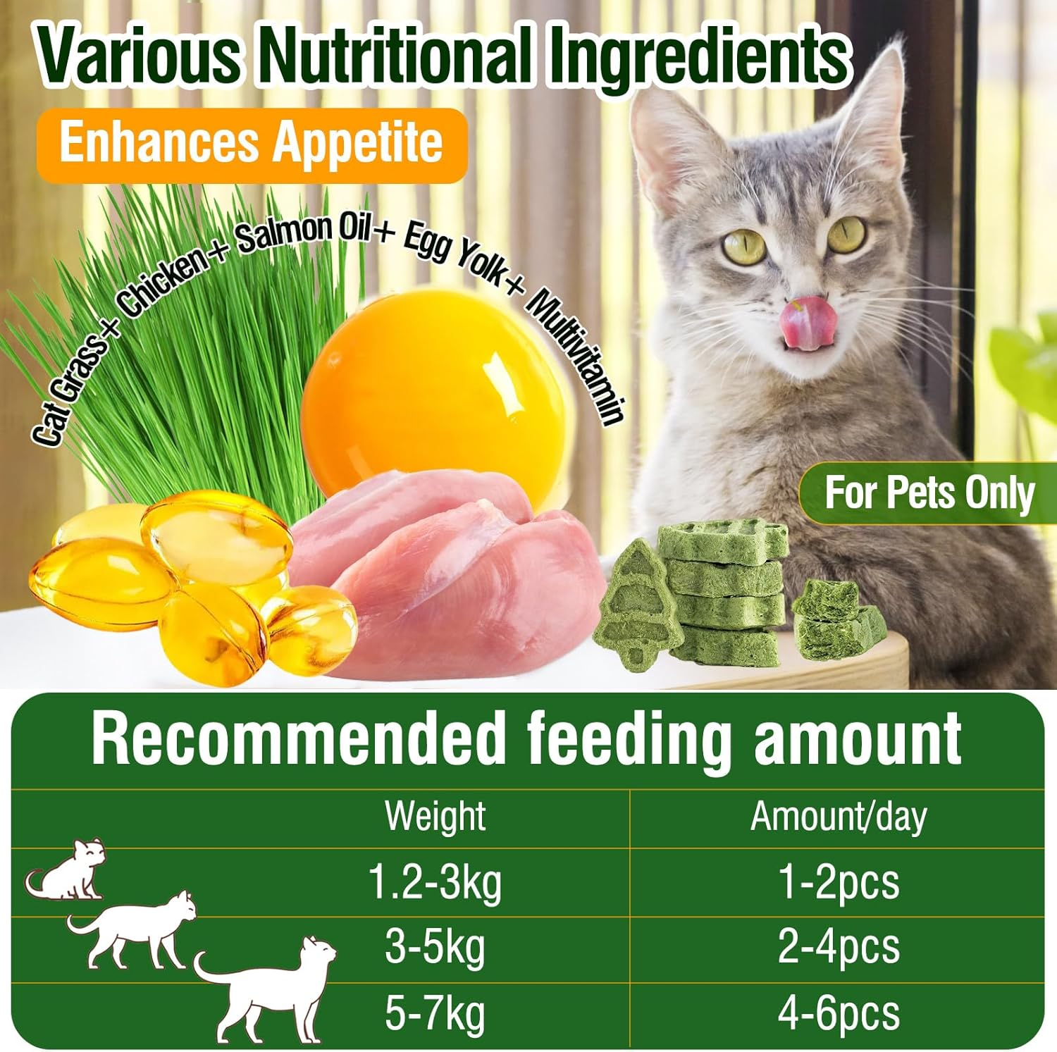 Cat Grass Teething Sticks, 100G Edible Freezed Drying Cat Grass Treats, Cat Snacks for Hairball Removal and Dental Care image number 1