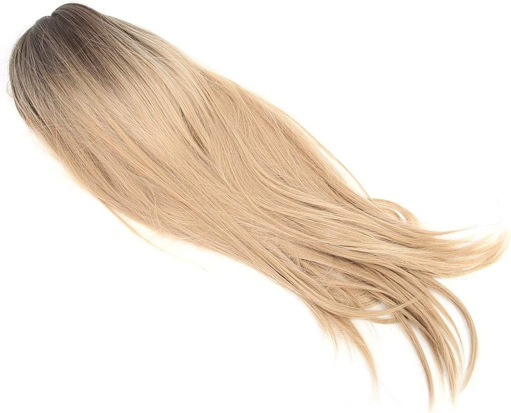 Synthetic Hair, Blonde Layered Synthetic Hair Wigs, Front Lace Wig, Long Straight Blonde Hair, Synthetic, Heat Resistant Fibre Hair for Women, 70 Cm, Lc288 image number 3