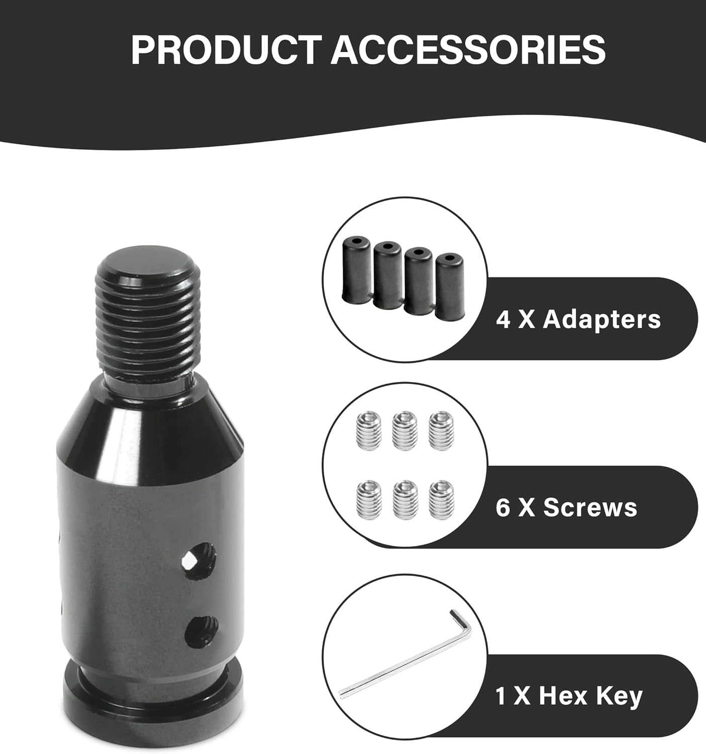 YAKEFLY Universal Gear Shift Knob Adapter,Aluminum Alloy Automatic Shifter Adapter Car Shift Knob Adapter,Shifter Knob Boot Retainer Gear Stick Connector for Non-Threaded Manual Gear M12X1.25 (Black) - Black image number 5