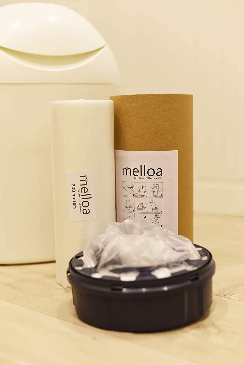 5 Cassettes Refilling KIT for Nappy Bins Compatible with : Tommee Tippee, Sangenic, Tec, Twist and Click, Simple, Maxi, Sprout, Littycat and Others Nappy Disposal Systems (White, 50M + Paper Tube) image number 6