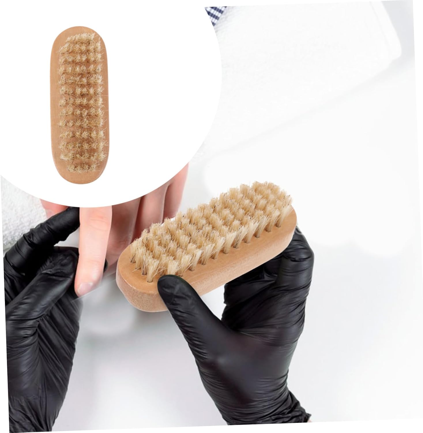 Wooden Bristle Nail Brush Fingernail Brush for Manicure Nail Dust Cleaning Suitable for Home and Salon Use image number 4