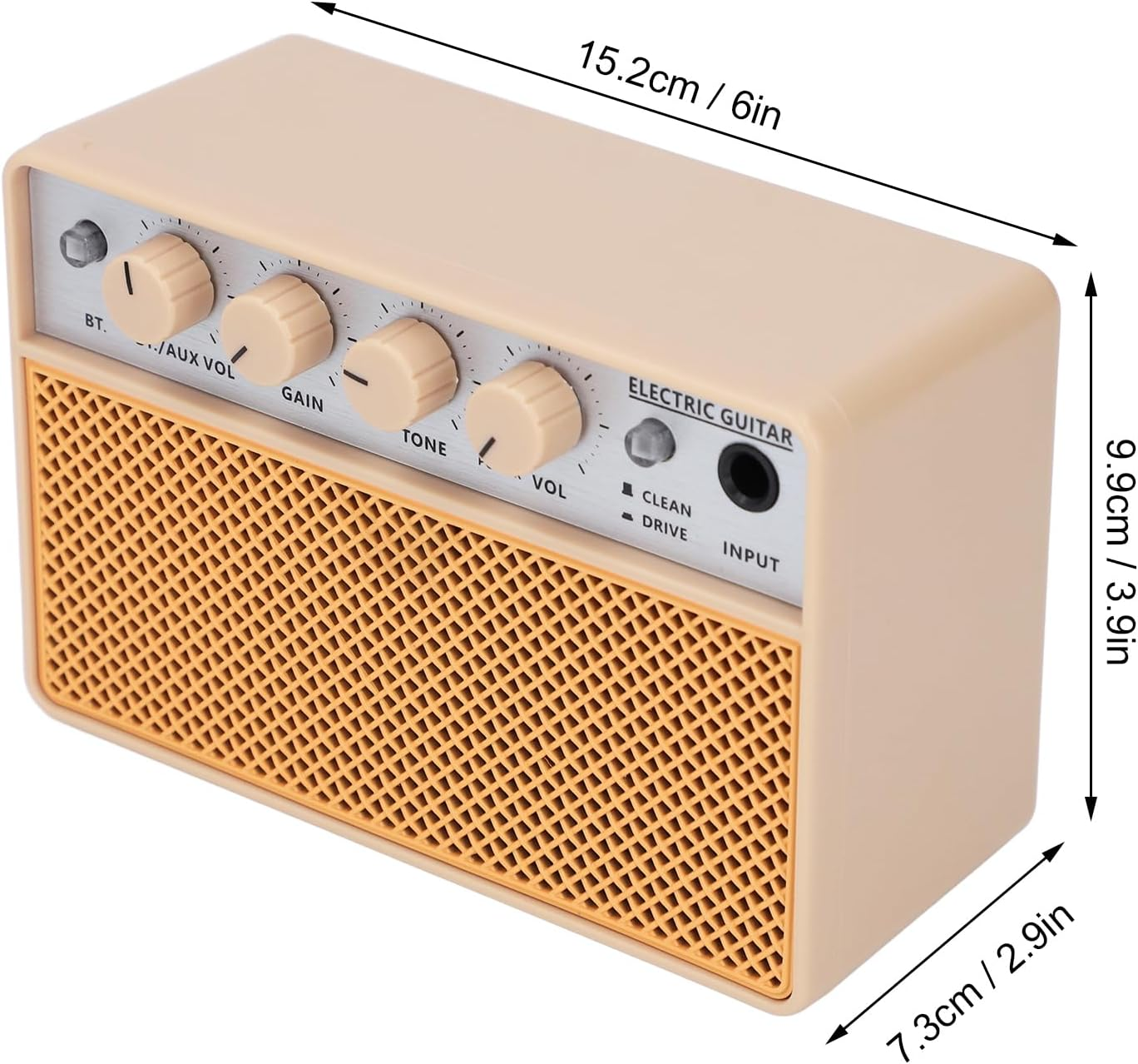 10W Electric Guitar Amplifier, Double Channels Portable Guitar Amp, 3000Mah Practice Guitar Amp with BT and AUX Input, Headphone Output, Clean and Drive Channels image number 3