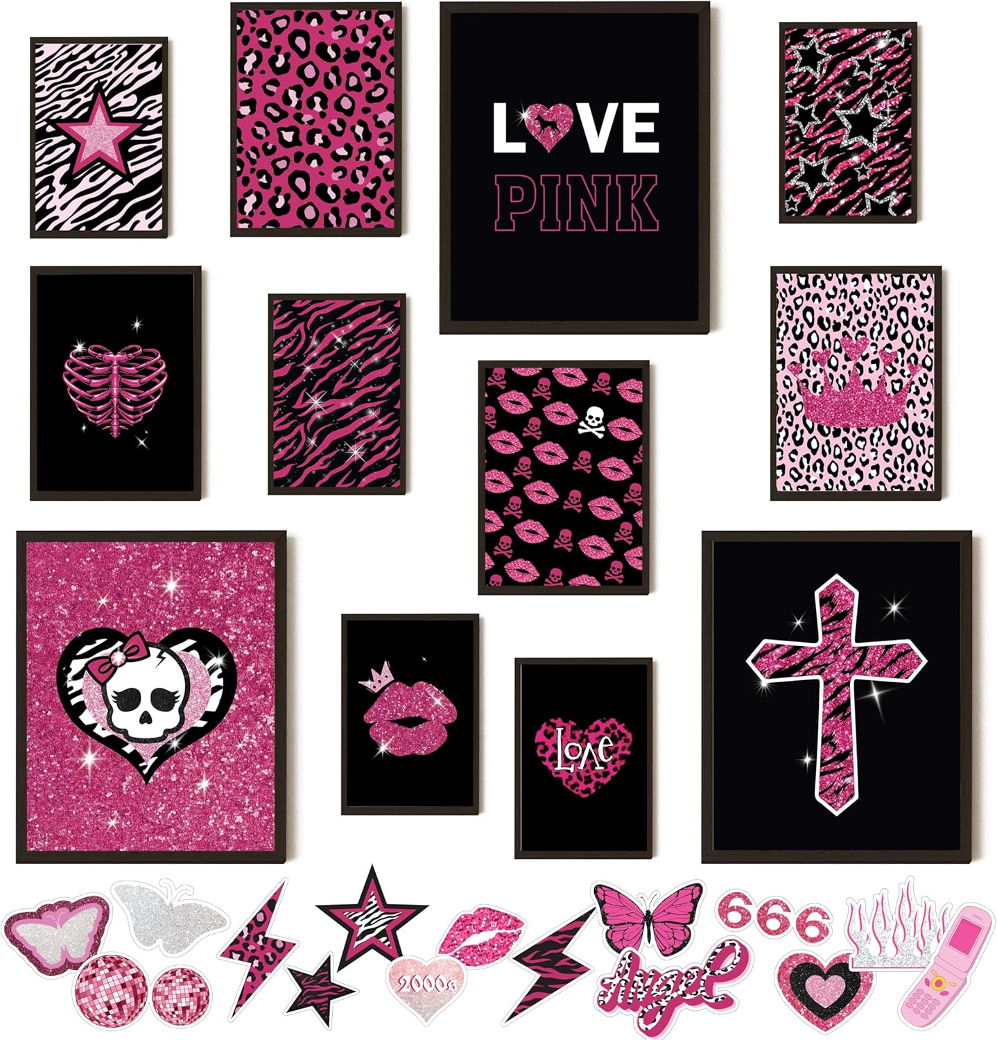 97 Decor Mcbling Trashy Y2K Room Decor Aesthetic - Early 2000S Room Decor Y2K Posters, Hot Pink Pictures Wall Art Prints, Baddie Aesthetic Pictures for Teen Girls Dorm Bedroom Apartment (Unframed)