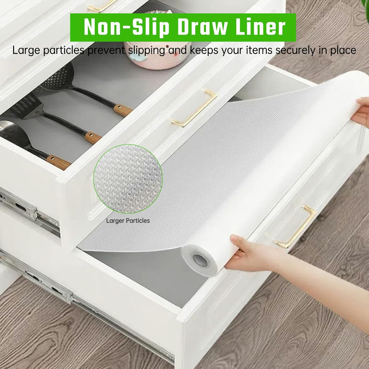 60Cm X 500Cm Shelf Liner, Non Adhesive Drawer Liner, Clear Cabinet Liner - Non-Slip Mat for Storage Drawers, Pantry, Cupboard, Kitchen Shelf, Pantry Shelf, Refrigerator, Easy Clean & Eco-Friendly image number 6