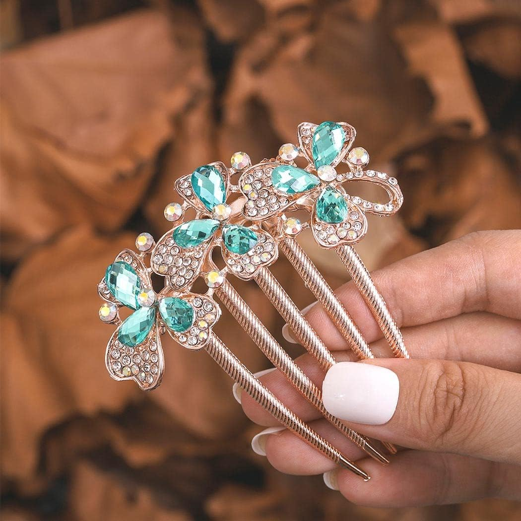 Bohend Rhinestone Hair Comb Crystal Hairpieces Bridal Hair Accessories for Women and Girls (6) image number 6