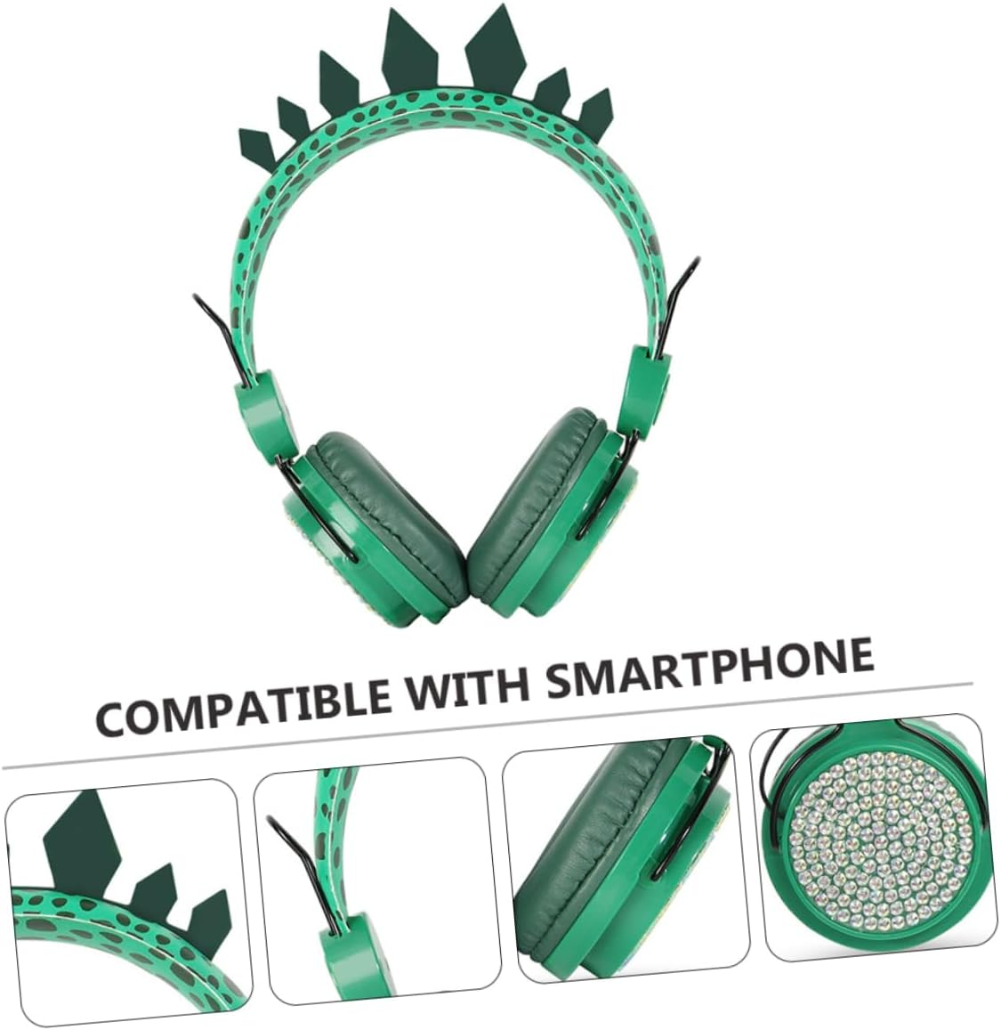 HEALSOPTHY Boy Girl Headphones Dinosaur Rhinestone Headset Microphone for Boys and Girls over Ear Headphones Microphone for Phone Computer Travel Scenarios image number 4