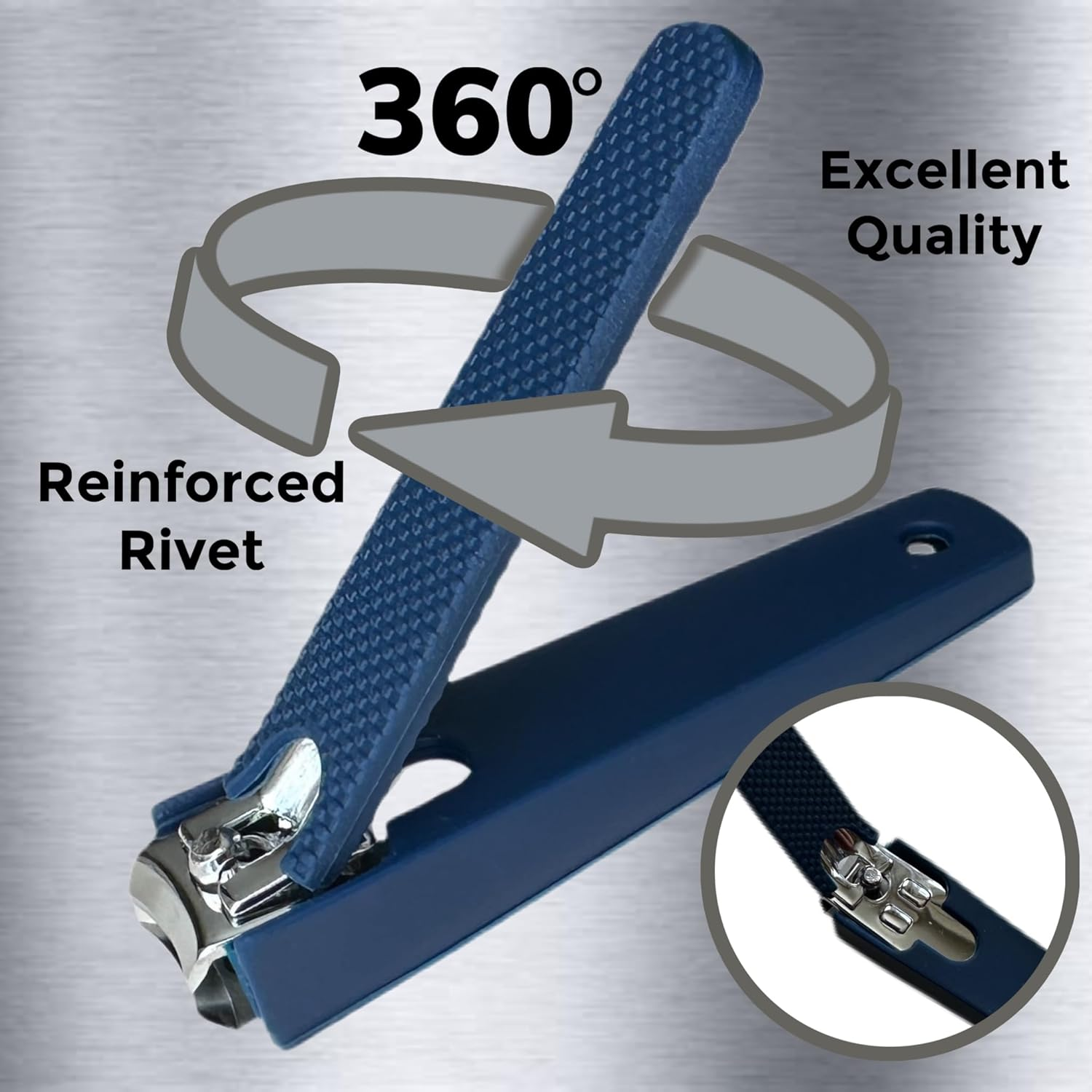1 Comfort Hold Navy Large Nail Clippers Non-Slip Sure Grip Clipping Removable Catcher Toenails Fingernails Cutter Ultra Sharp Trimmer Stainless Steel Men Women Arthritis Unsteady Hands image number 2