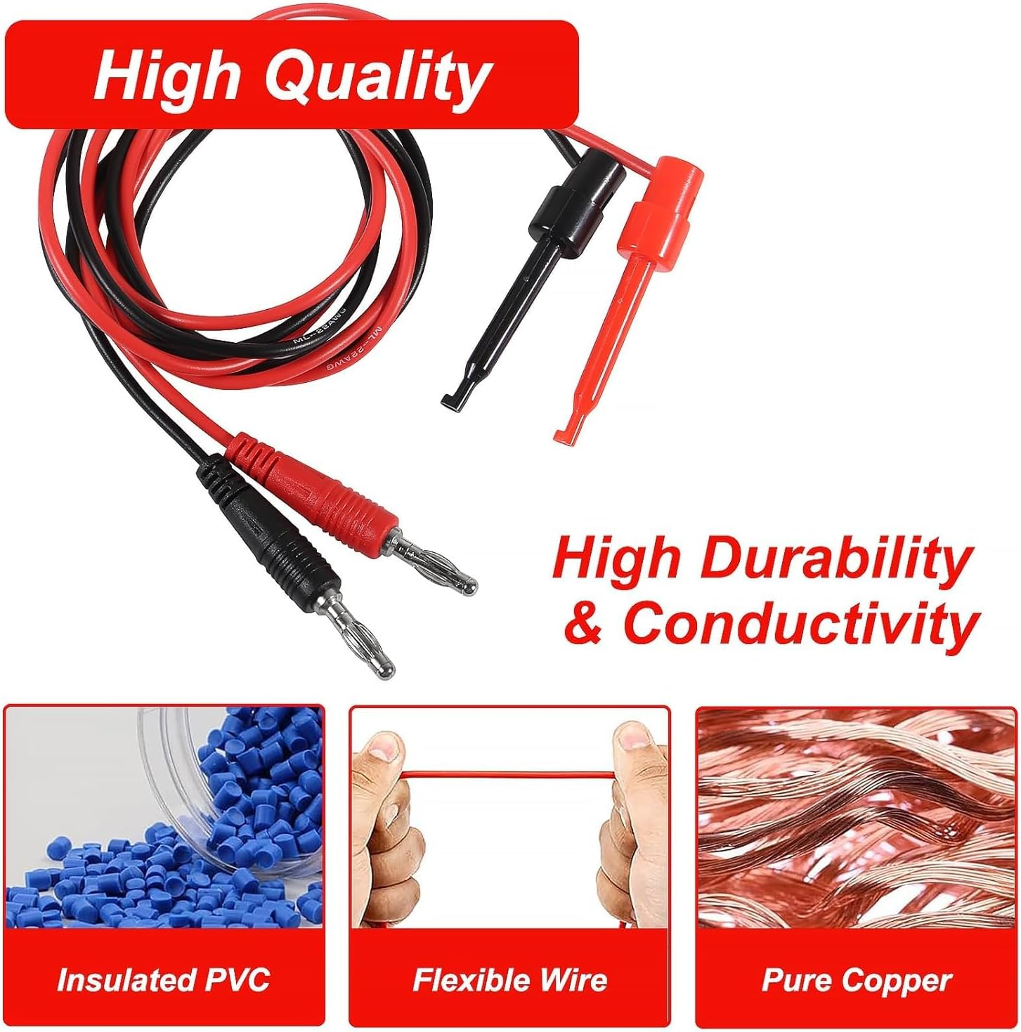 Electrical Multimeter Test Leads Set, Professional Test Leads Set with Alligator Clips, Test Hook, Test Probes Lead Kitfor Digital Electrical Testing image number 3