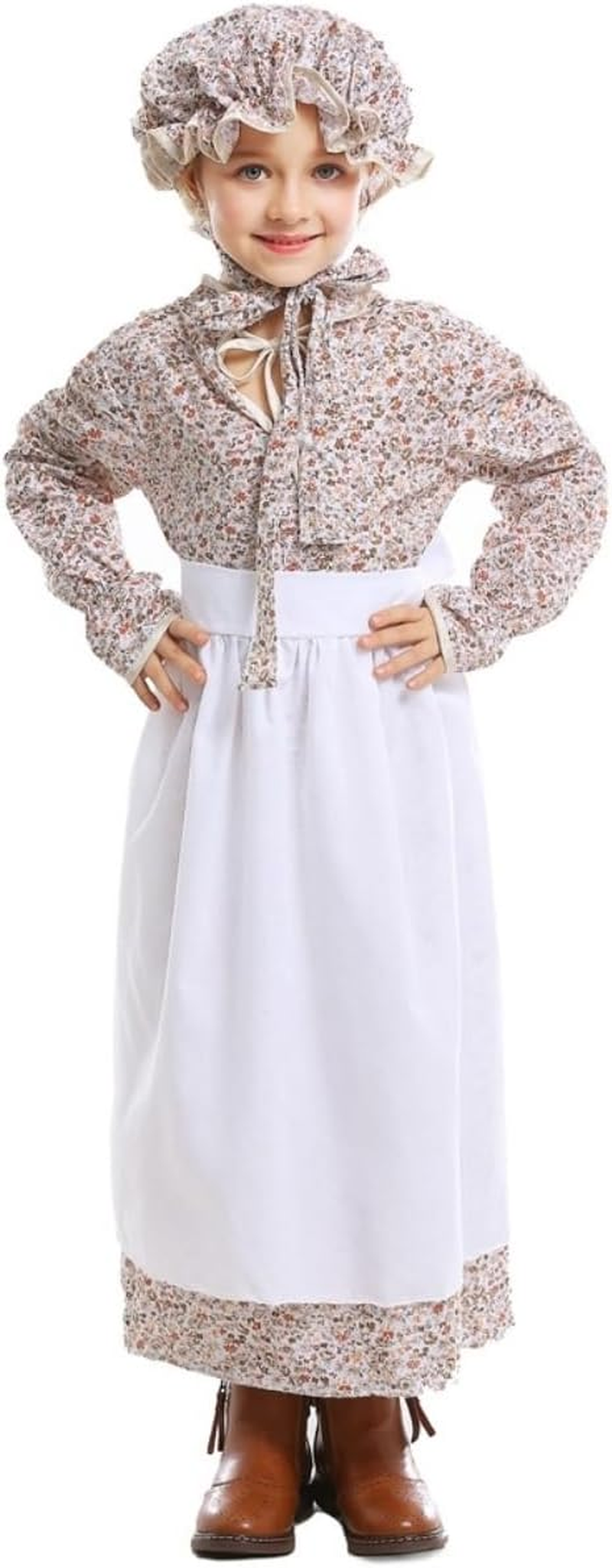 Costume Bay Pioneer Olden Days Costume Pilgrim Frontier Colonial Victorian Book Week Historical Dress Cotton Material School Event Educational Play Attire