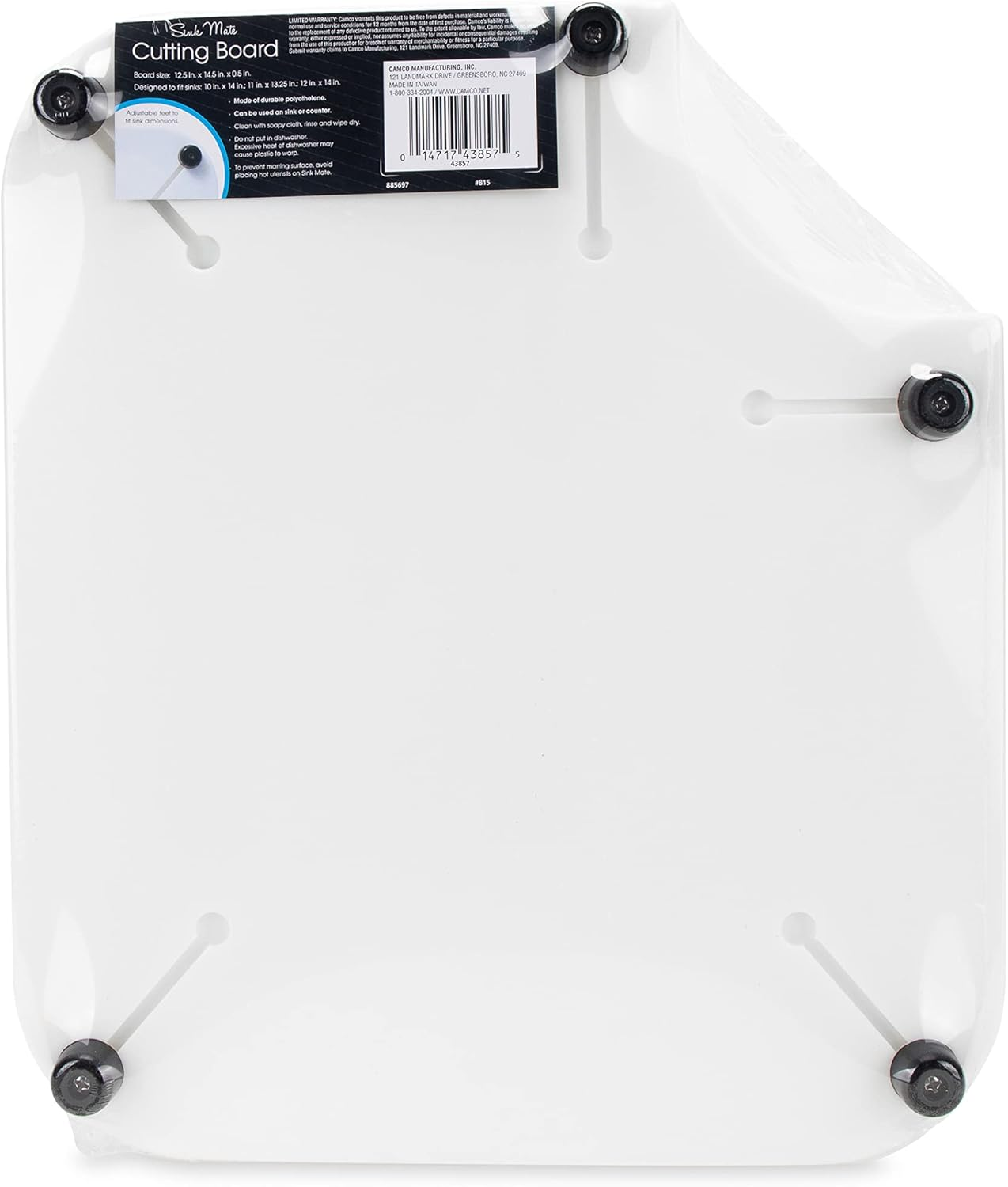 Camco Camper/Rv Sink Mate Cutting Board | Features Built-In Juice Groove & Cut Corner for Scrap Disposal | Designed W/Adjustable Rubber Feet for Different Sink Sizes | Expand Kitchen Workspace (43857) image number 2