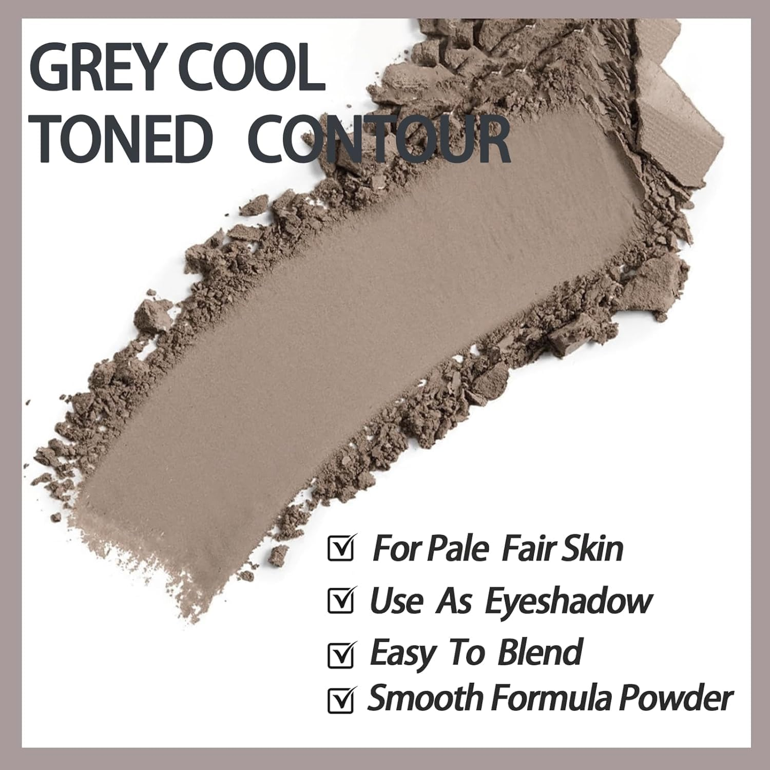 Okerker Cool Toned Contour Palette with Mirror, Grey Contour Powder for Pale Light Cool Toned Skin, Nose Contouring Bronzer Powder with Brush image number 1