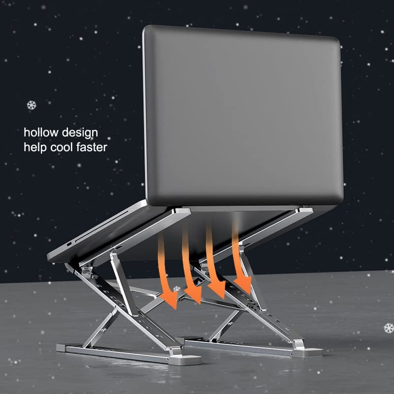 Dogfish Laptop Stand, Ergonomic Aluminum Laptop Riser for Desk, Computer Stand 7+9-Step Height Adjustable, Foldable Notebook Stand Compatible with All 10-17" Laptops image number 1