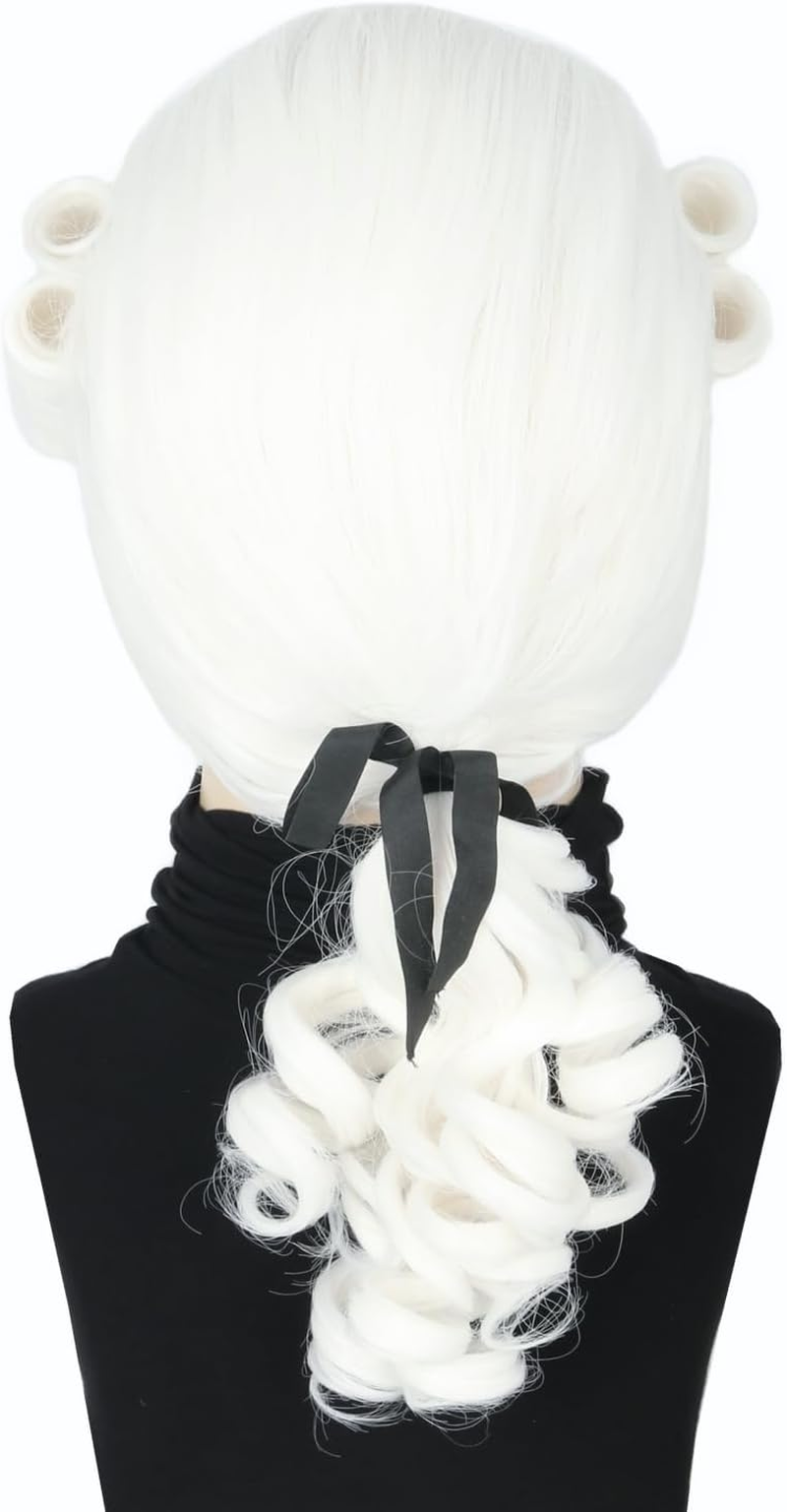 Topcosplay Men or Women Colonial Historical Judge Costumes Wig White Halloween Party Wigs image number 2