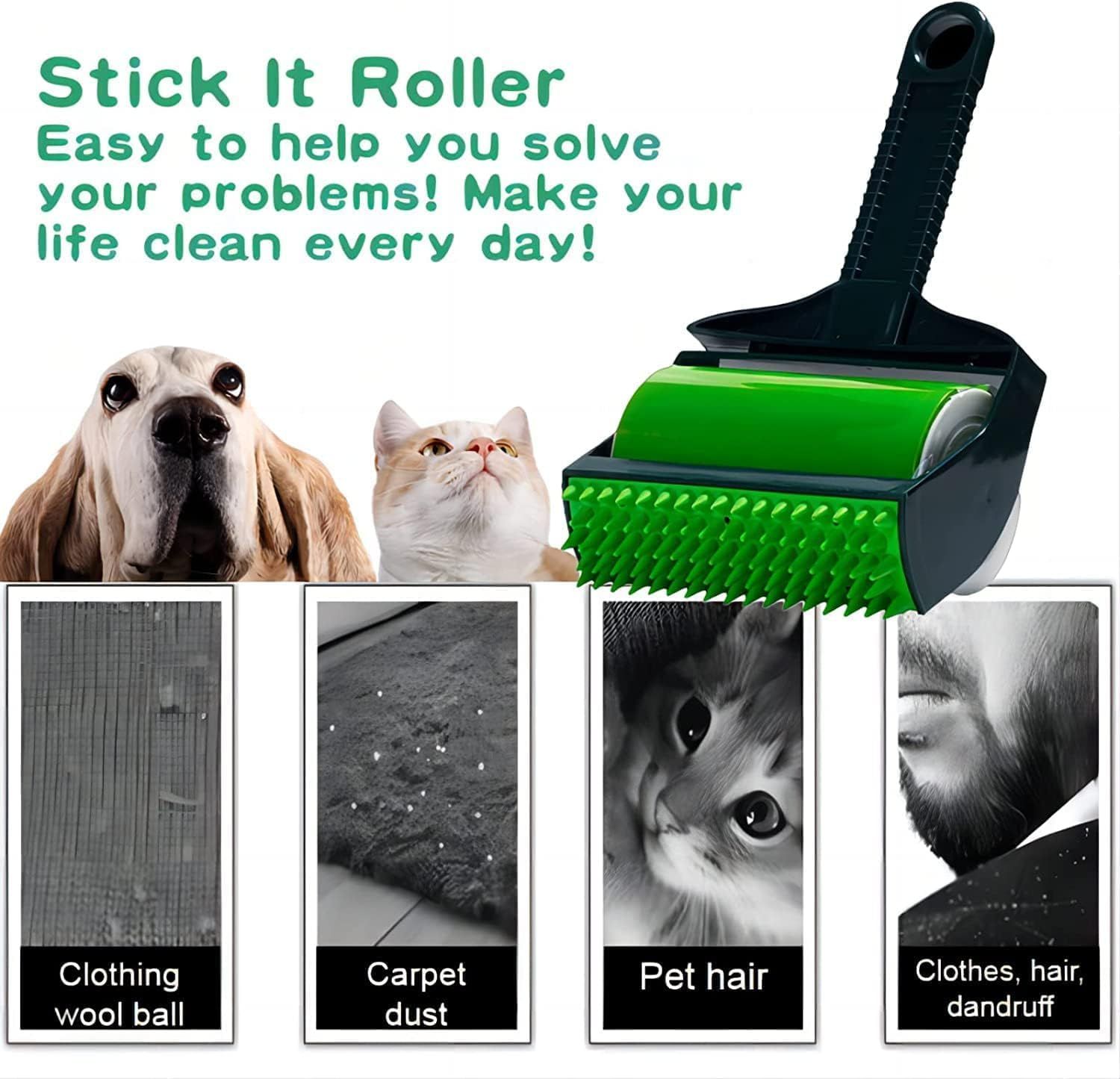 Askan 2 Set Stick It Roller, Handheld Stick It Lint Roller Pet Hair Remover, Reusable Lint Rollers Washable Lint Roller, Stick It Roller Set for Pet Hair, Clothes, Quilt (Set of Two)