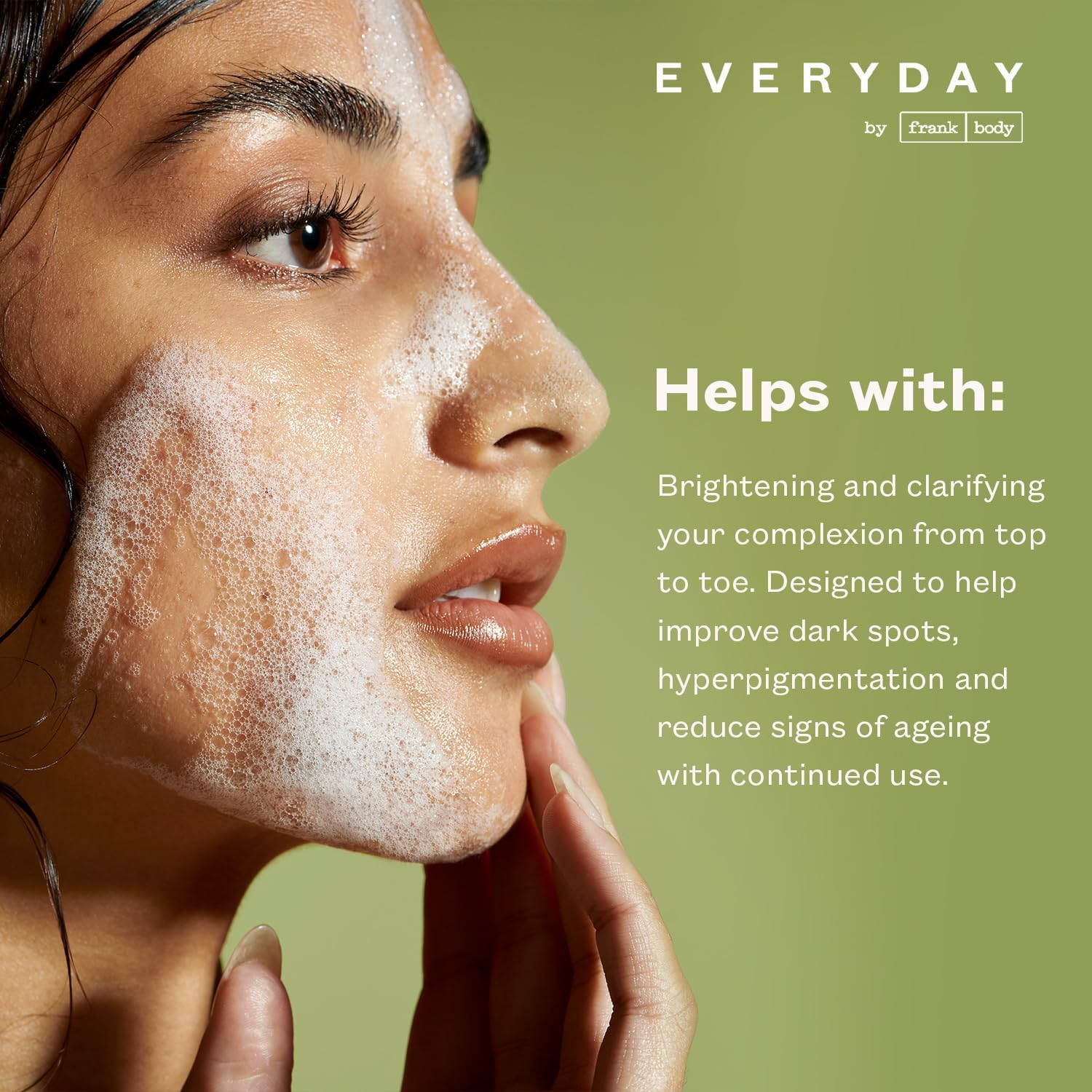 Everyday by Frank Body Brightening Face Wash | Cleanses & Brightens for Dull & Uneven Skin | with Vitamin C, Kakadu Plum & Vitamin B5 | Fragrance-Free | Vegan & Cruelty Free | 140Ml